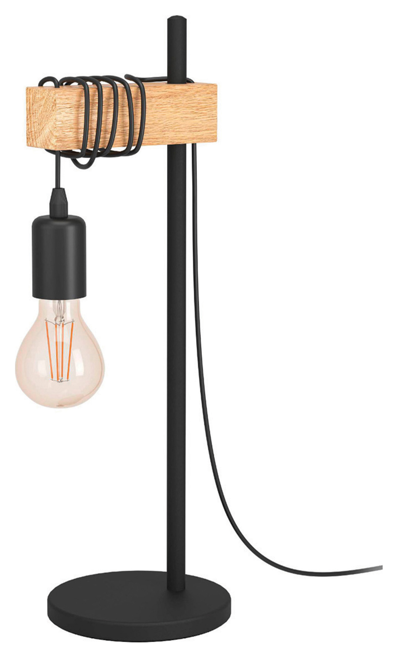 Eglo Townshend 17.5cm Metal & Wood Table Lamp - Natural & Black