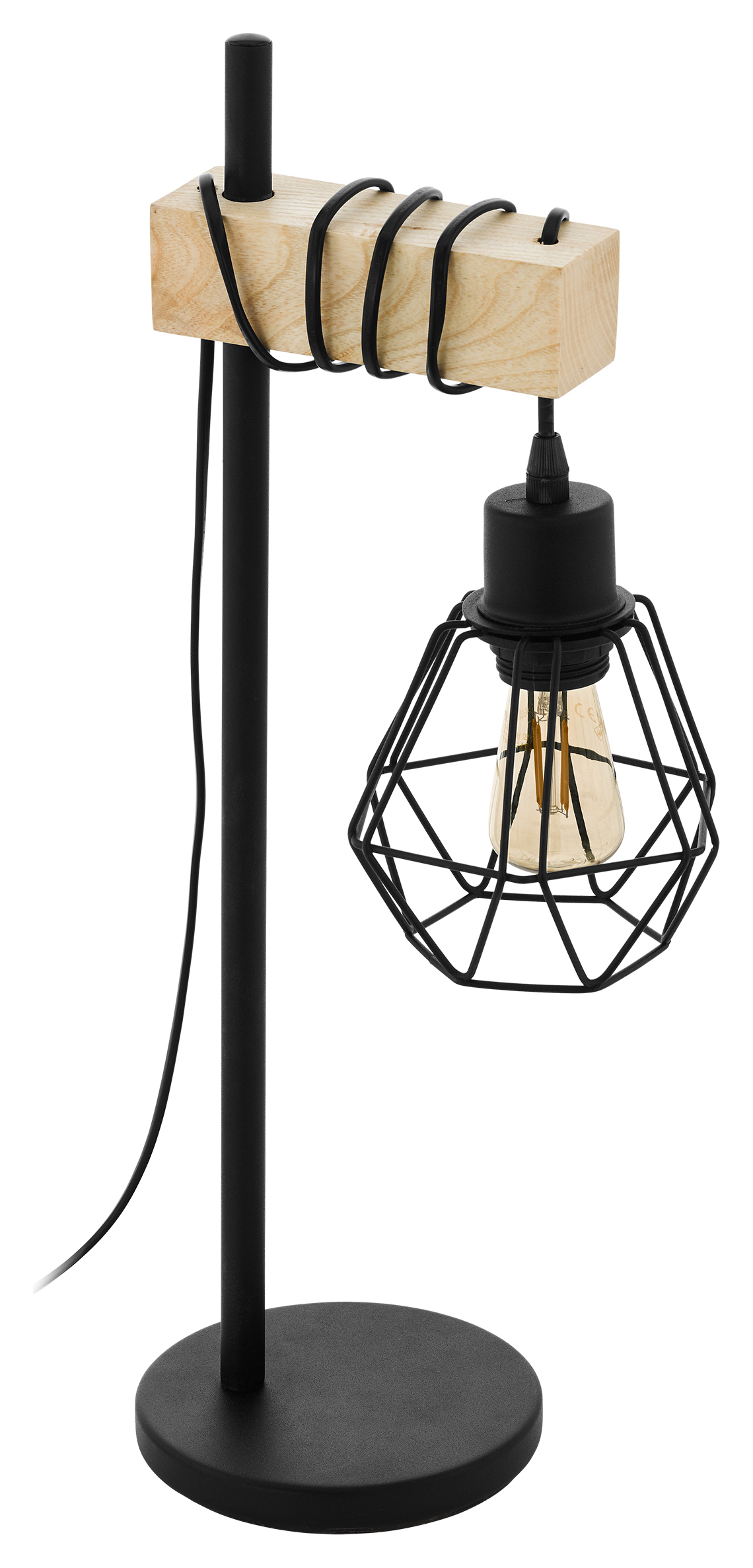 Eglo Townshend 15.5cm 5 Metal & Wood Table Lamp - Natural & Black