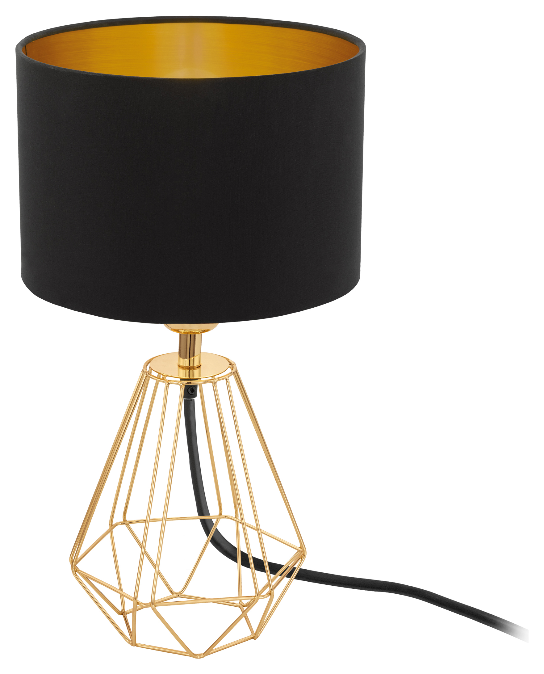 Eglo Carlton 16.5cm 2 Metal & Fabric Table Lamp - Black & Gold