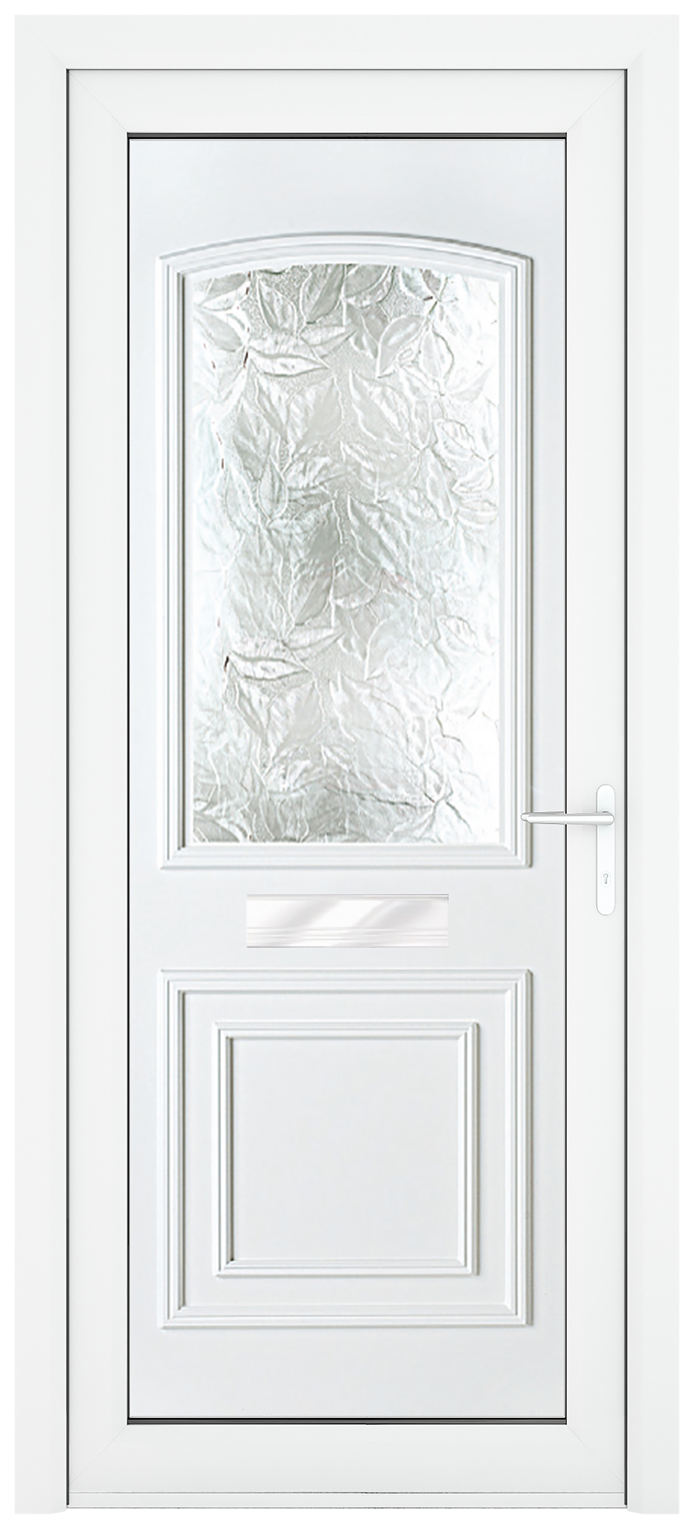 Crystal Balmoral Left Hand Pre-hung White uPVC Front Door with Large Obscure Glazing - 920 x 2090mm