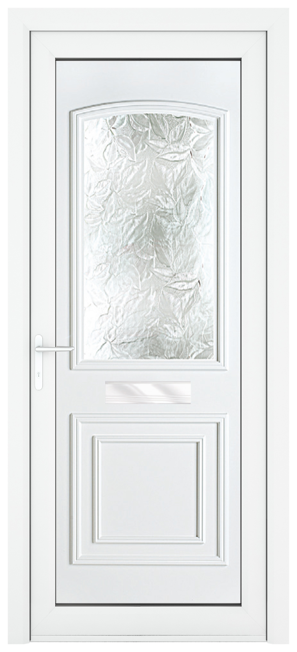 Crystal Balmoral Right Hand Pre-hung White uPVC Front Door with Large Obscure Glazing - 920 x 2090mm