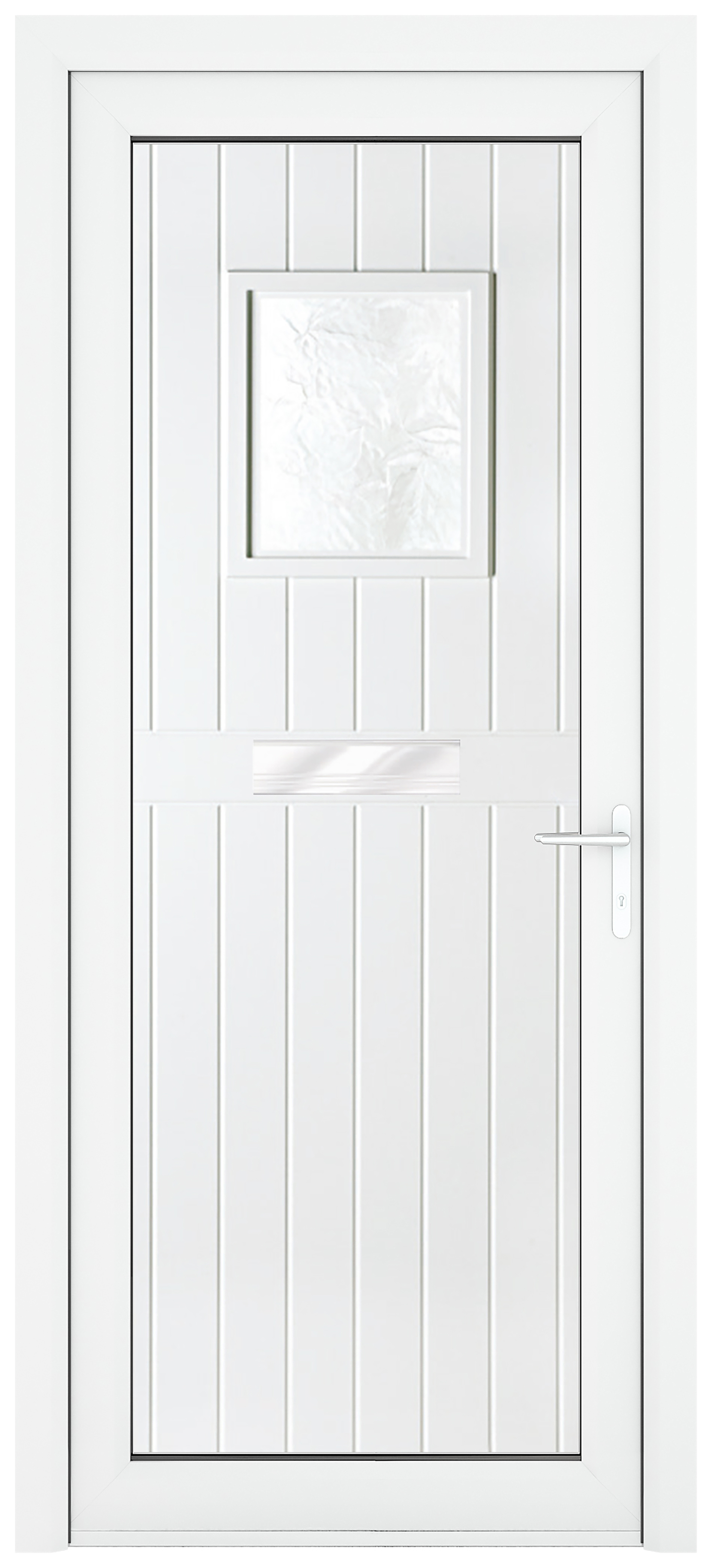 Crystal Chatsworth Left Hand Pre-hung White uPVC Front Door With Obscure Glazing - 920 x 2090mm