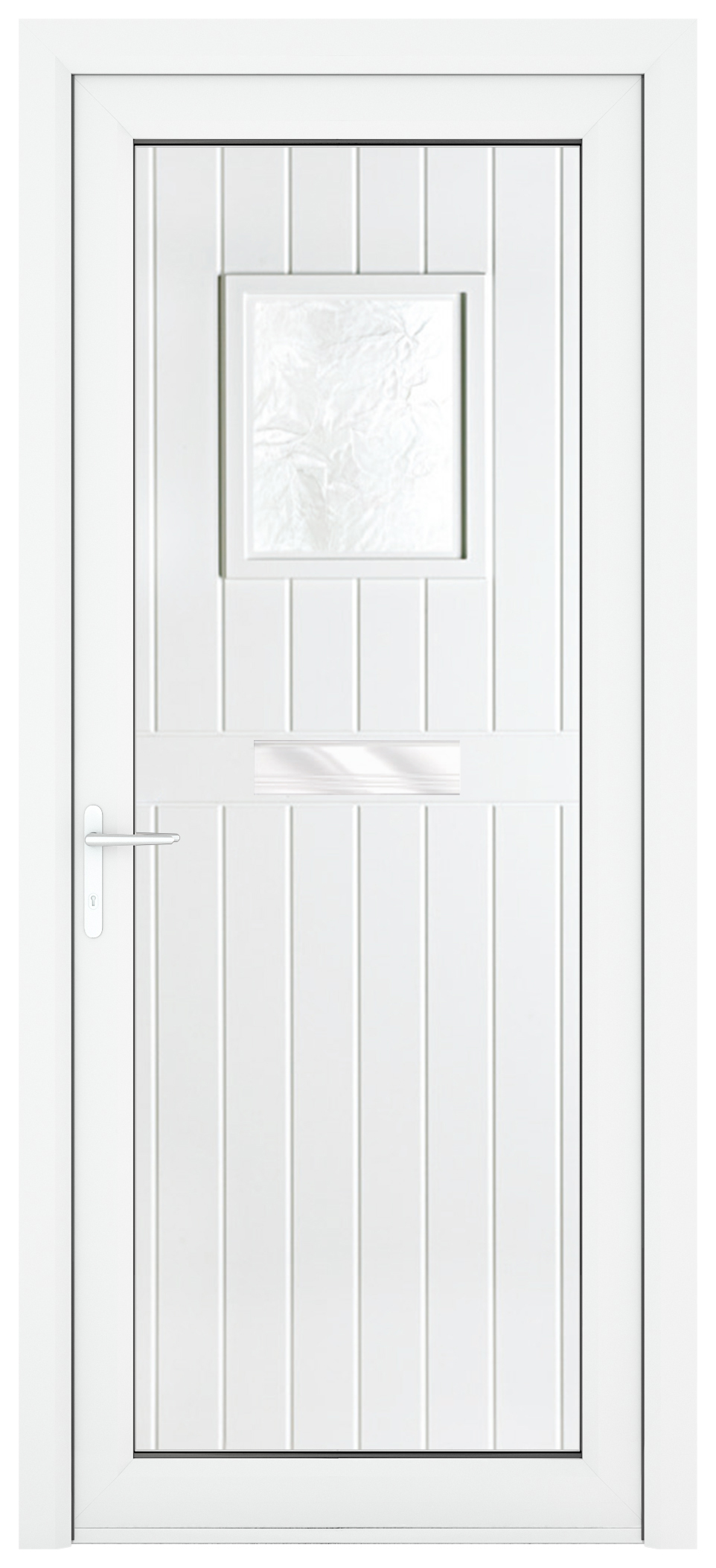 Crystal Chatsworth Right Hand Pre-hung White uPVC Front Door With Obscure Glazing - 920 x 2090mm