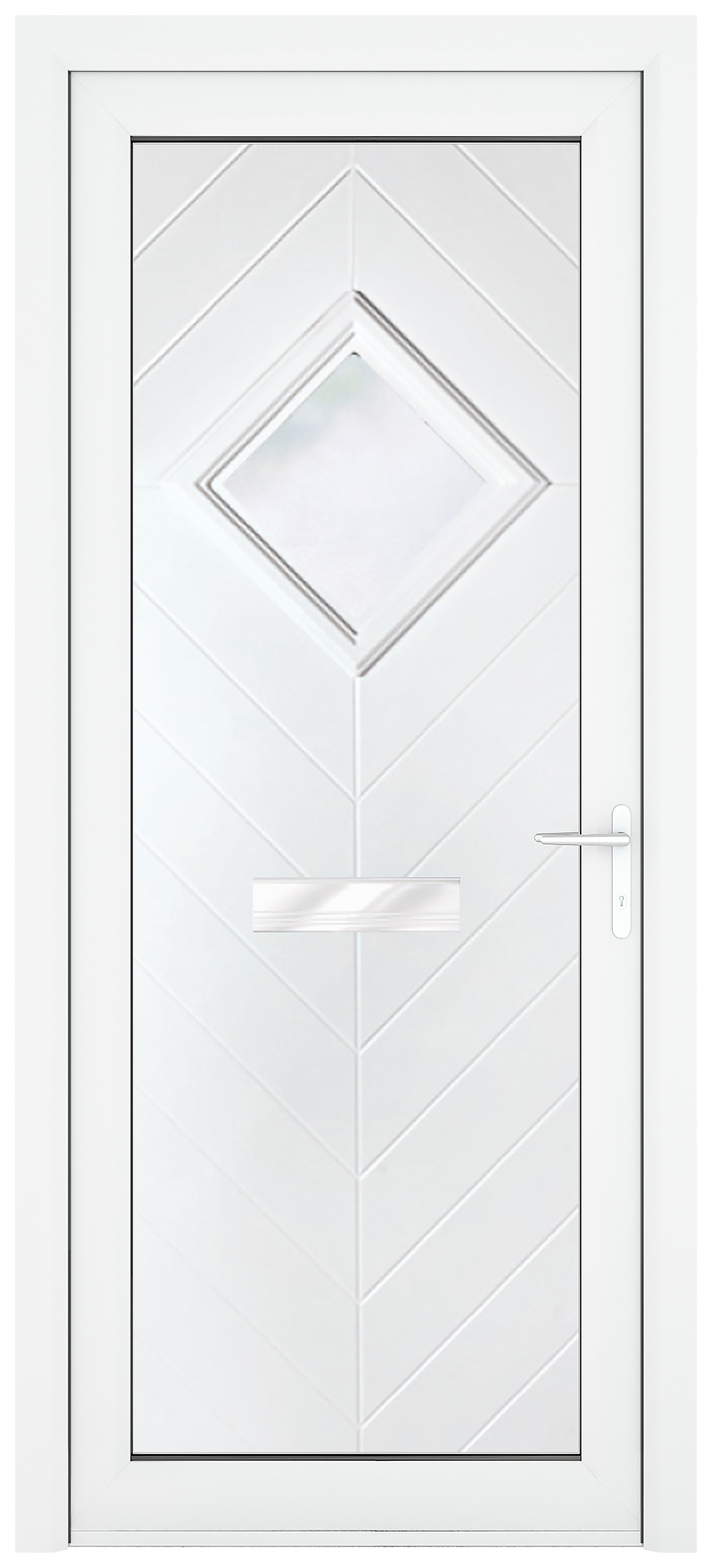 Crystal Hamburg Left Hand Pre-hung White uPVC Front Door with Obscure Diamond Glazing - 920 x 2090mm