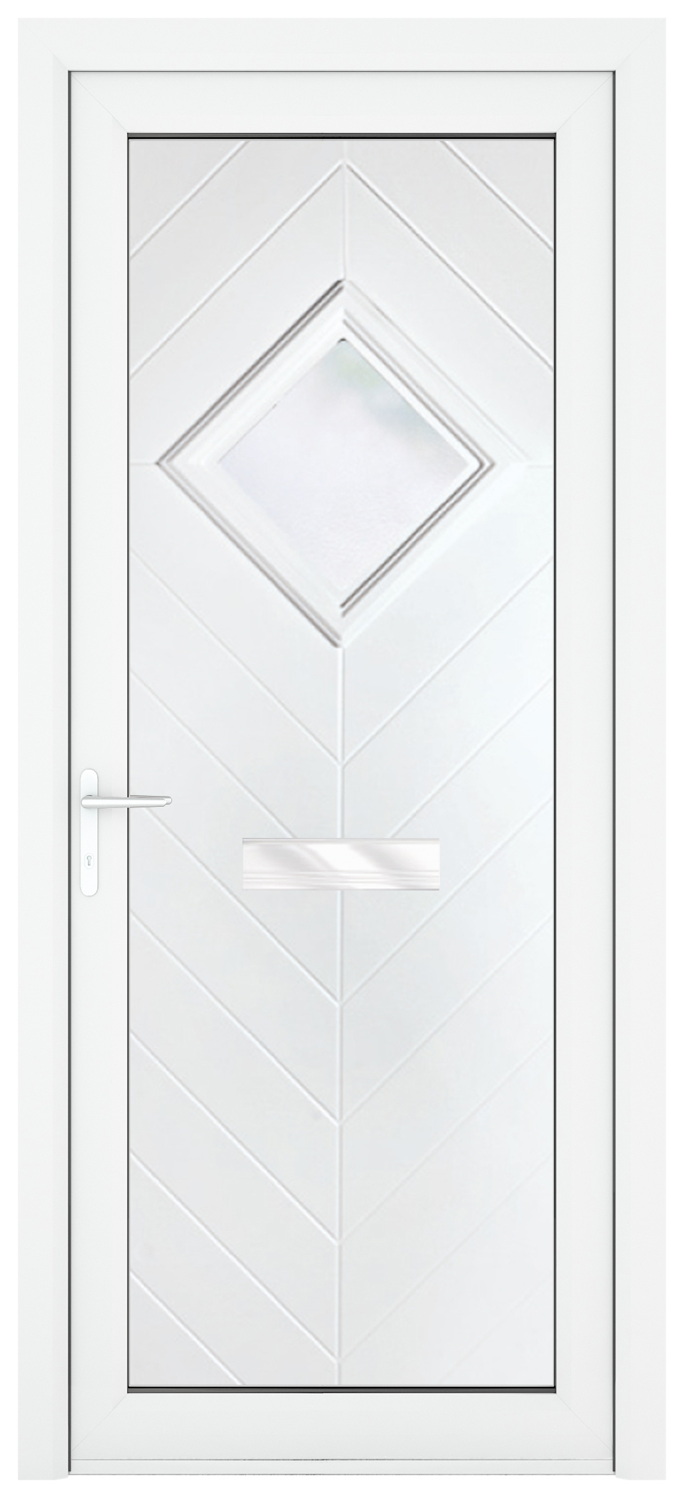 Crystal Hamburg Right Hand Pre-hung White uPVC Front Door with Obscure Diamond Glazing - 920 x 2090mm
