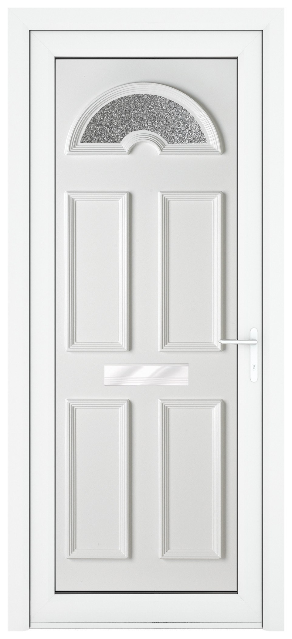 Crystal Sandringham Left Hand Pre-hung White uPVC Front Door with Obscure Sunburst Glazing - 920 x 2090mm