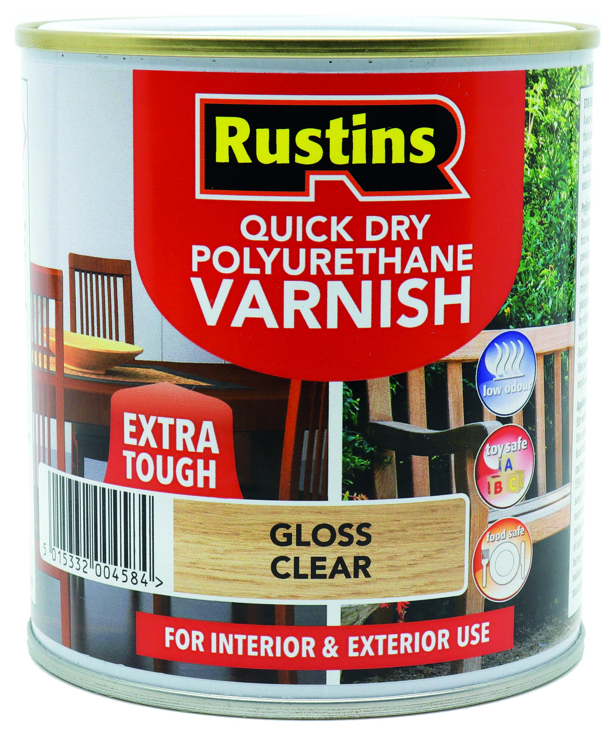 Rustins Quick Dry Poly Gloss Varnish - Clear - 1L