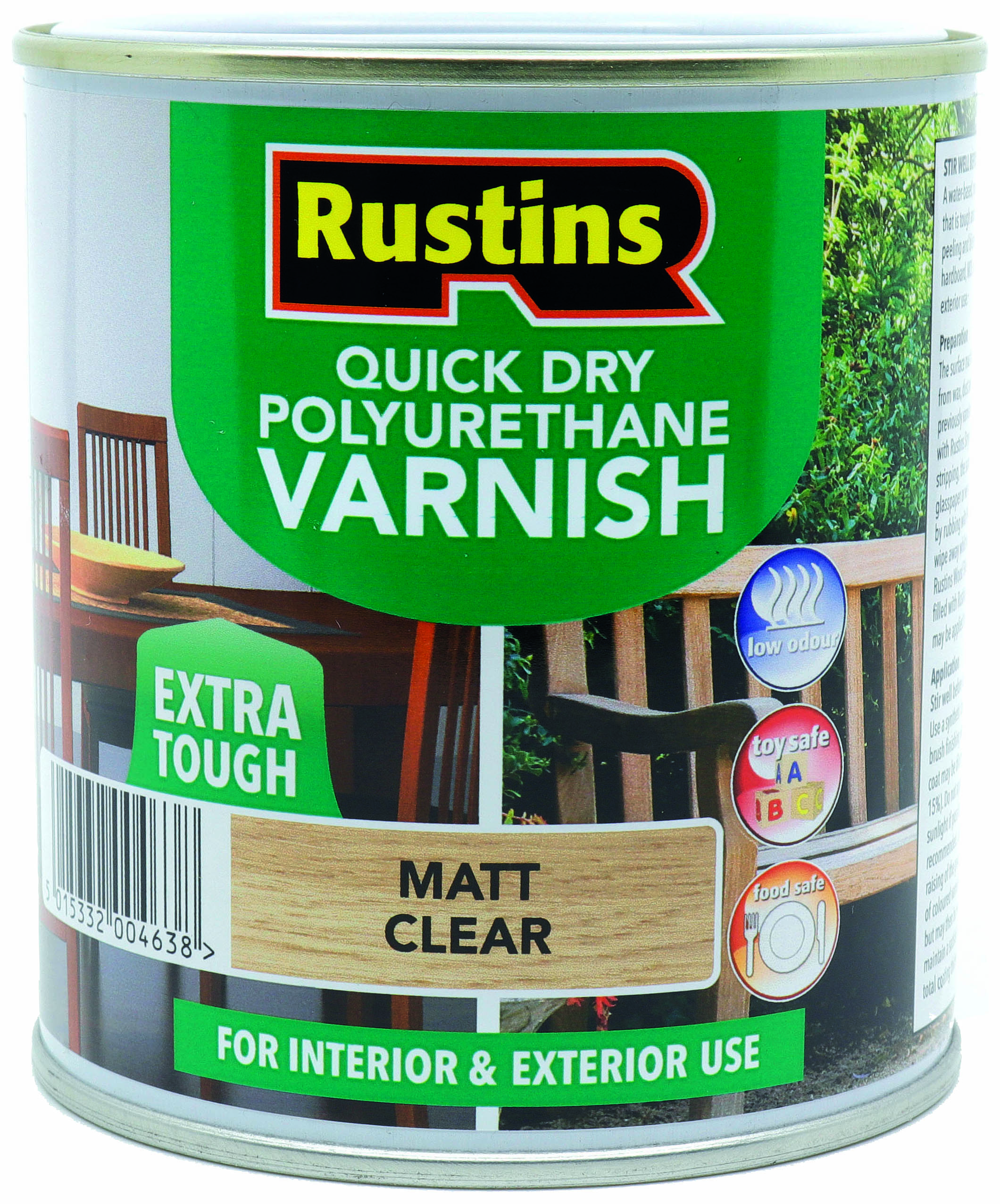 Rustins Quick Dry Poly Matt Varnish - Clear -1L