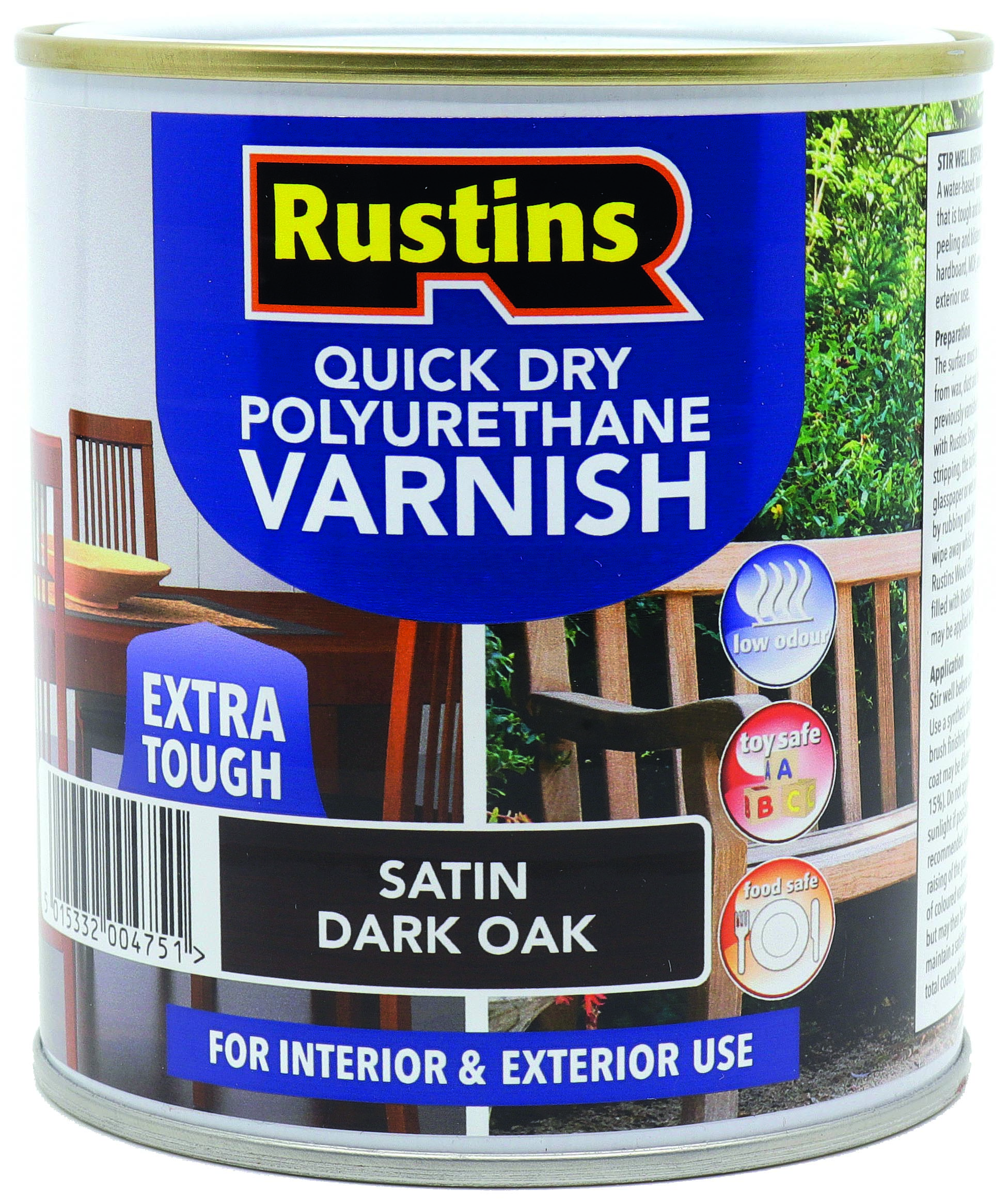 Rustins Quick Dry Poly Varnish - Dark Oak - 500ml