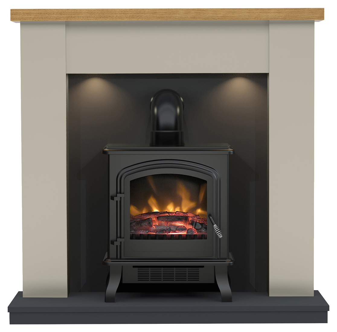 Flare by Be Modern Barrowden Stone & Anthracite Inglenook Electric Suite