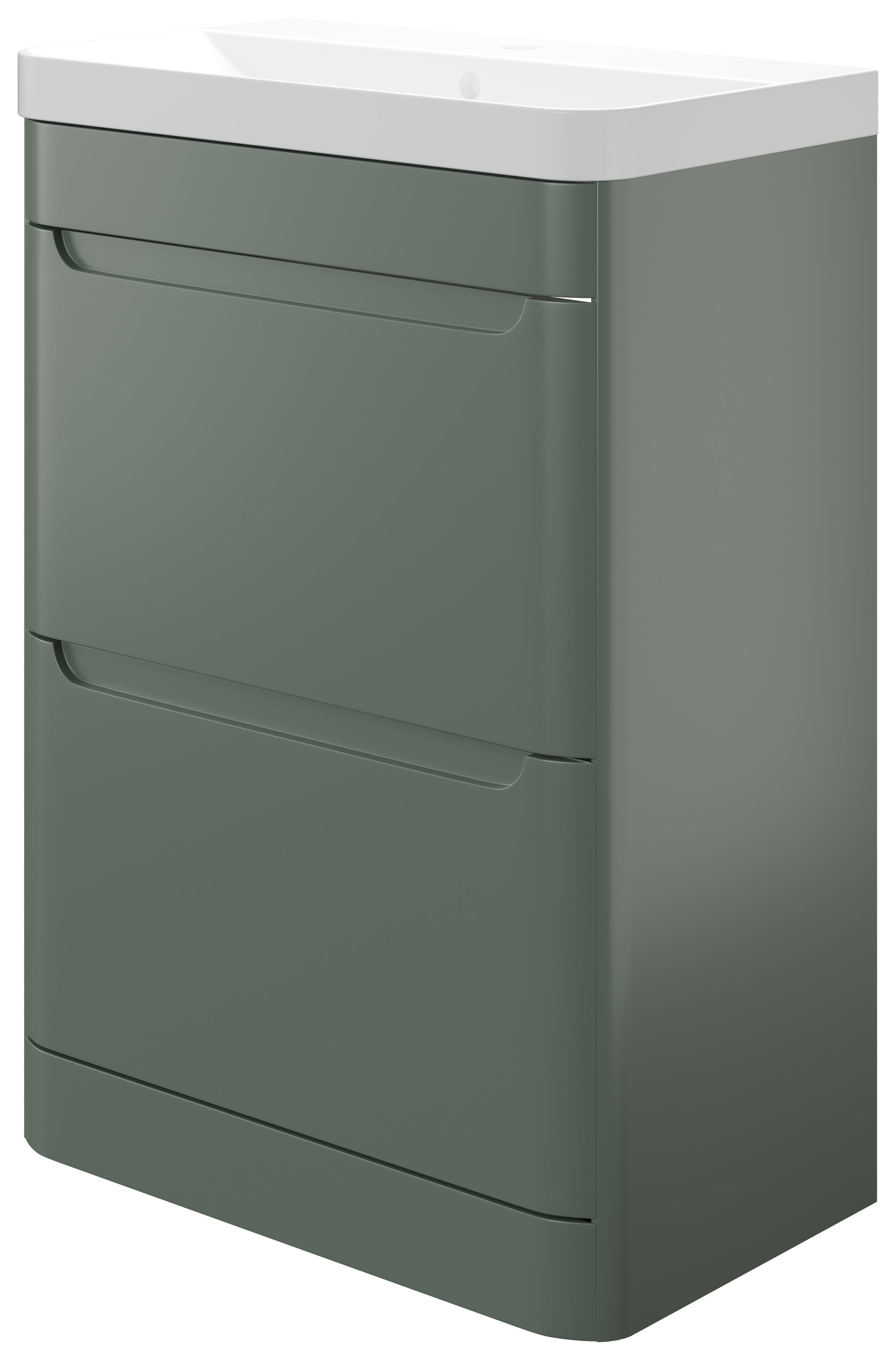 Wickes Malmo Reed Green Freestanding J Pull Compact Vanity Unit & Basin - 600 x 350mm