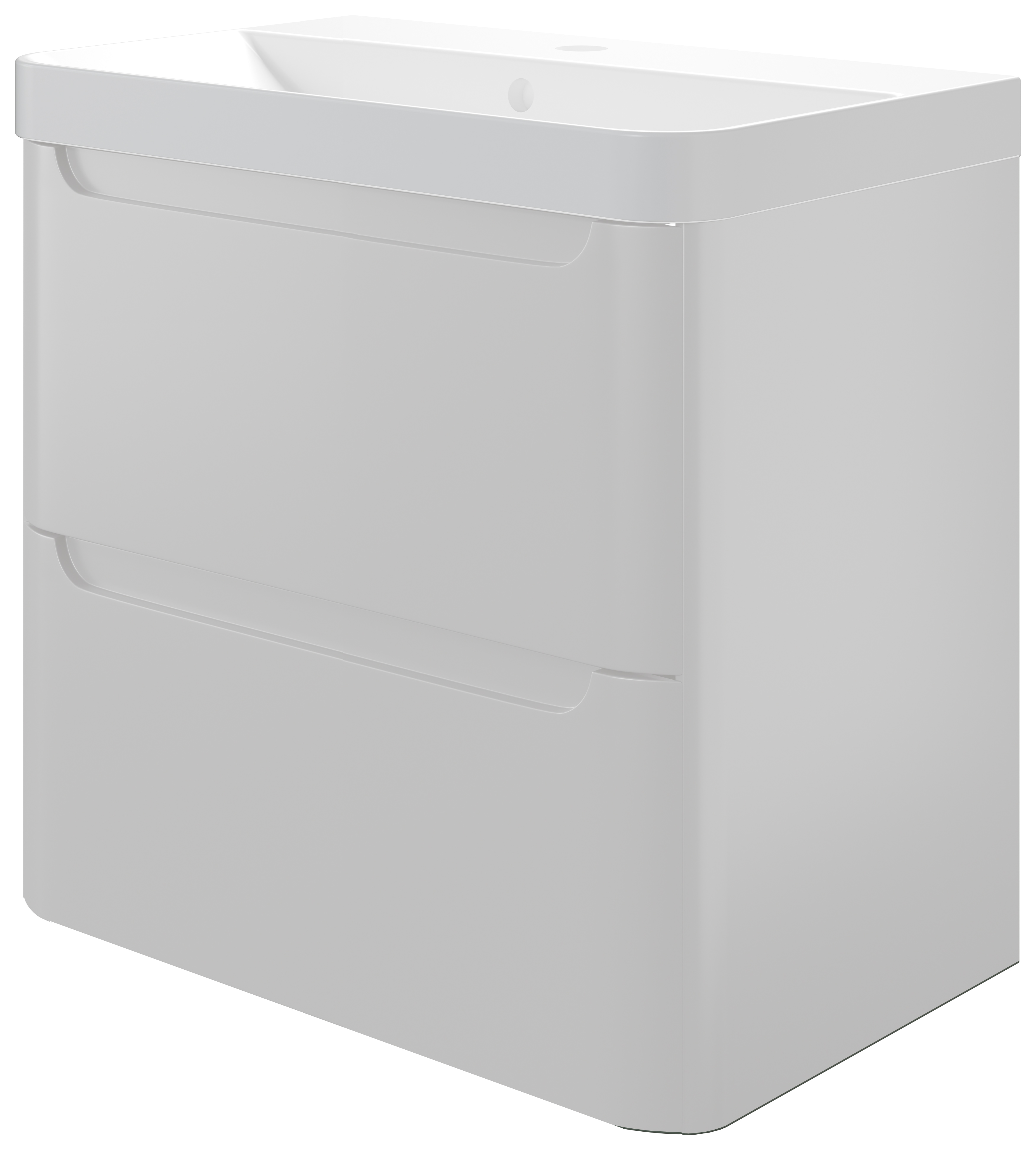 Wickes Malmo Gloss White Wall HUng J Pull Compact Vanity Unit & Basin - 500 x 350mm