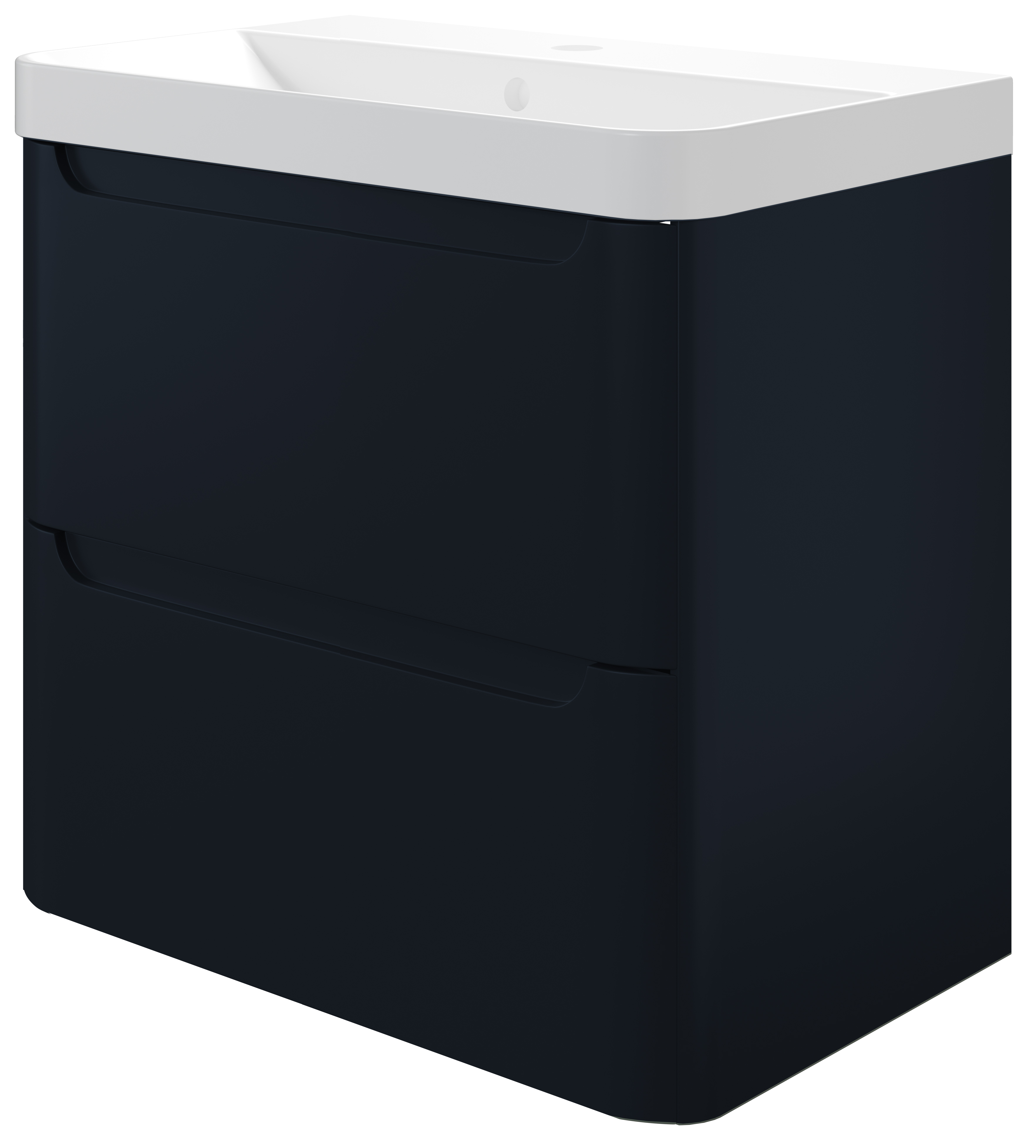 Wickes Malmo Indigo Blue Wall Hung J Pull Compact Vanity Unit & Basin - 500 x 350mm