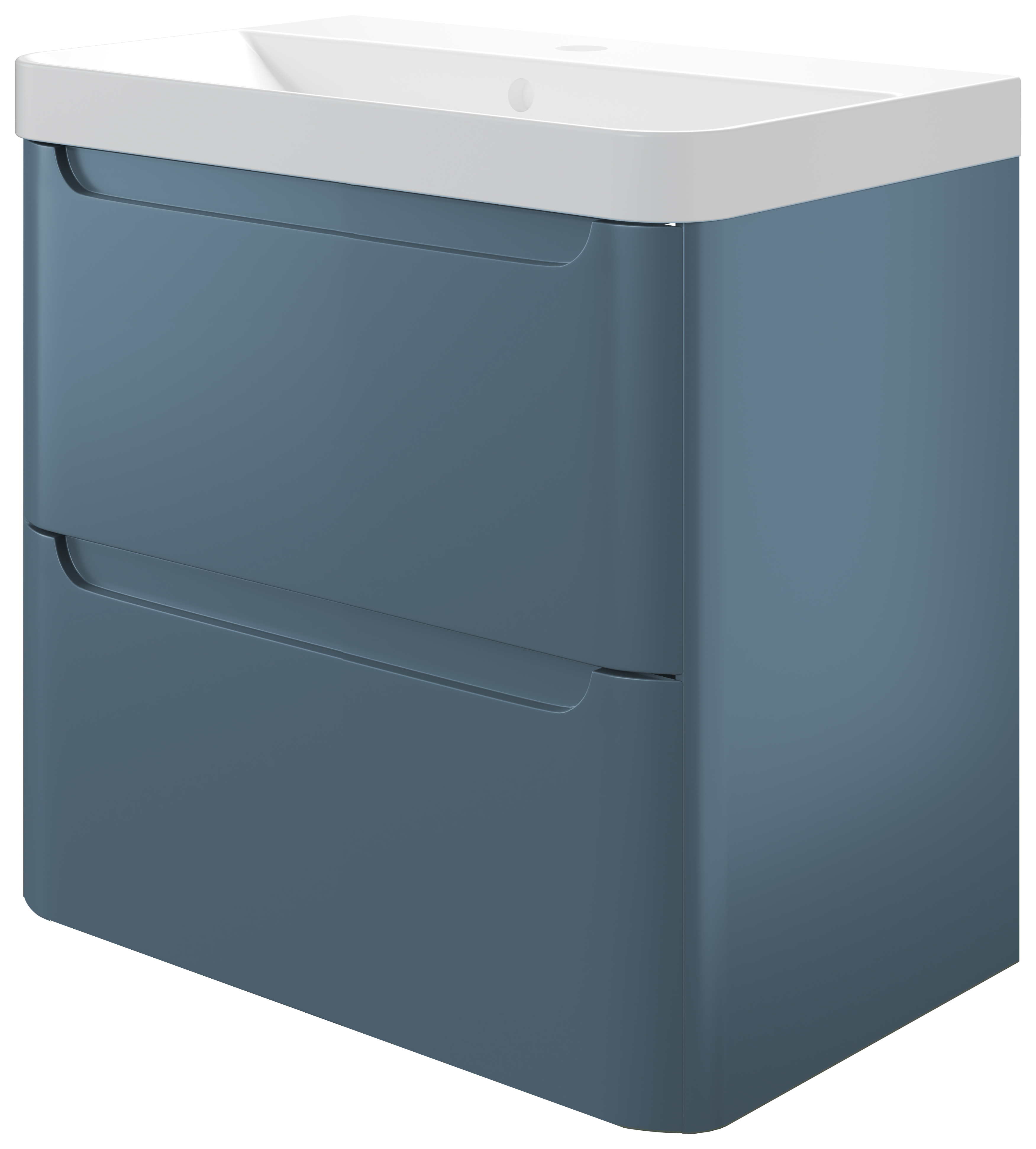 Wickes Malmo Misty Blue Wall Hung J Pull Compact Vanity Unit & Basin - 500 x 350mm