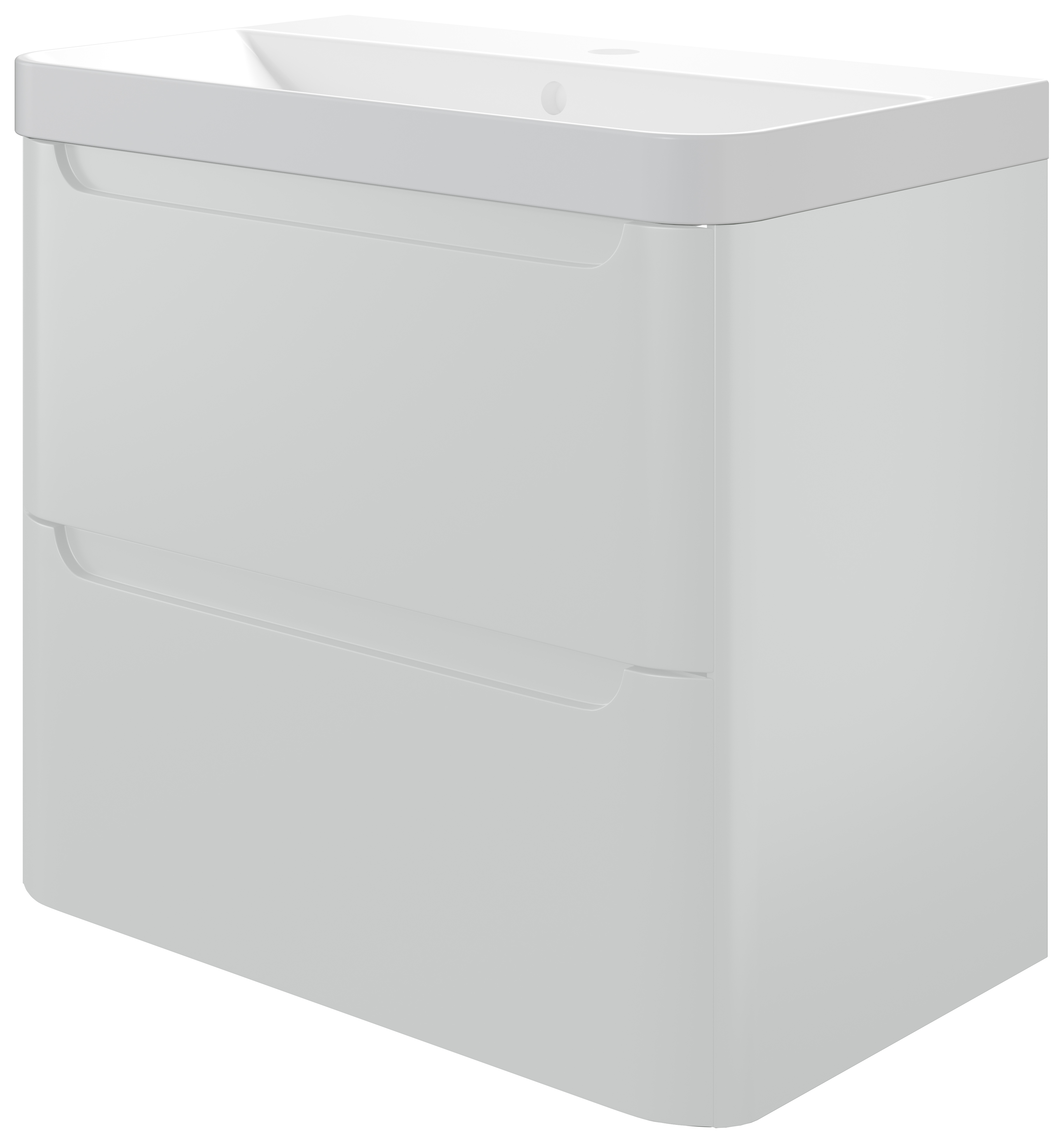 Wickes Malmo Gloss White Wall Hung J Pull Compact Vanity Unit & Basin - 600 x 350mm