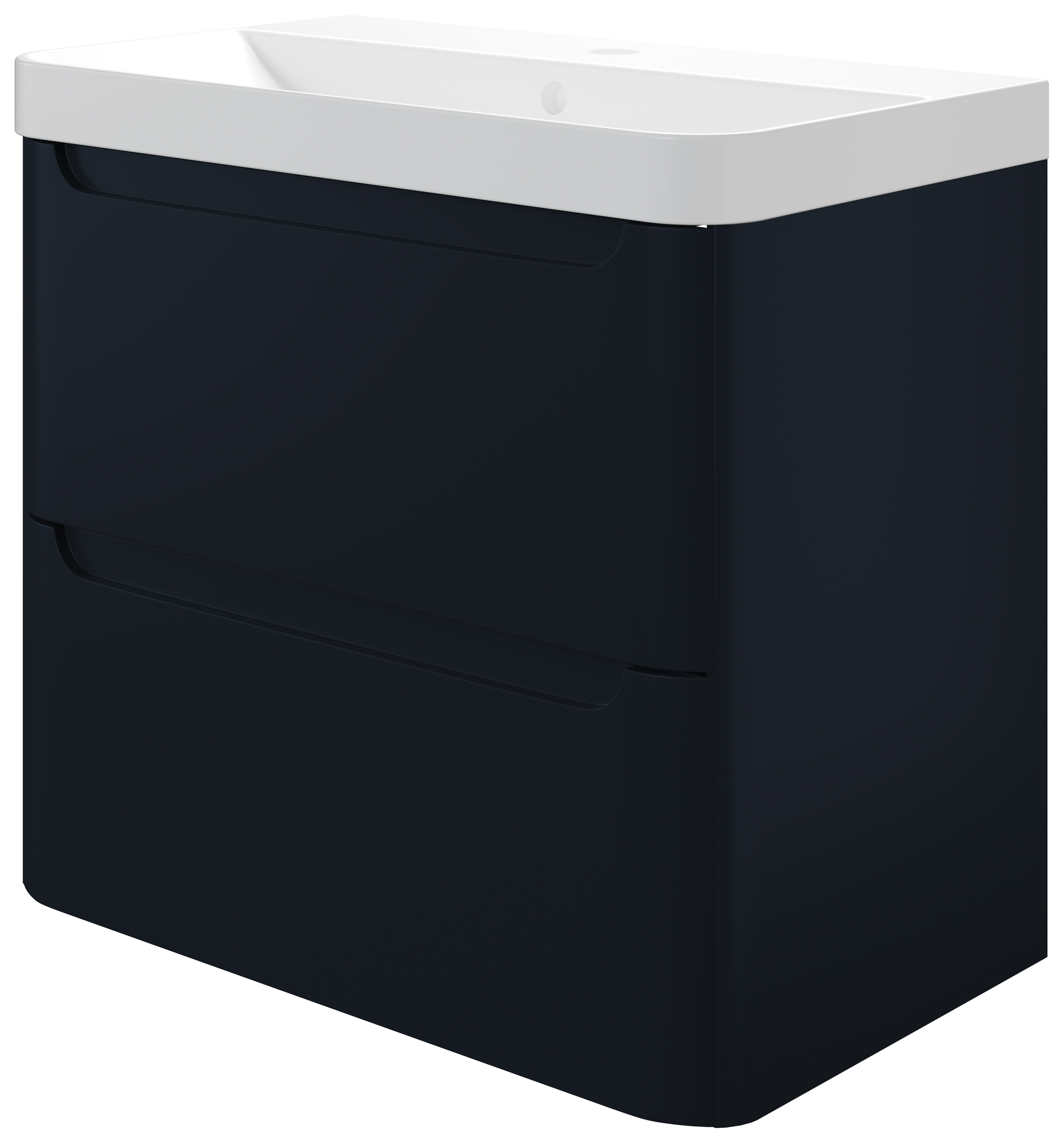 Wickes Malmo Indigo Blue Wall Hung J Pull Compact Vanity Unit & Basin - 600 x 350mm