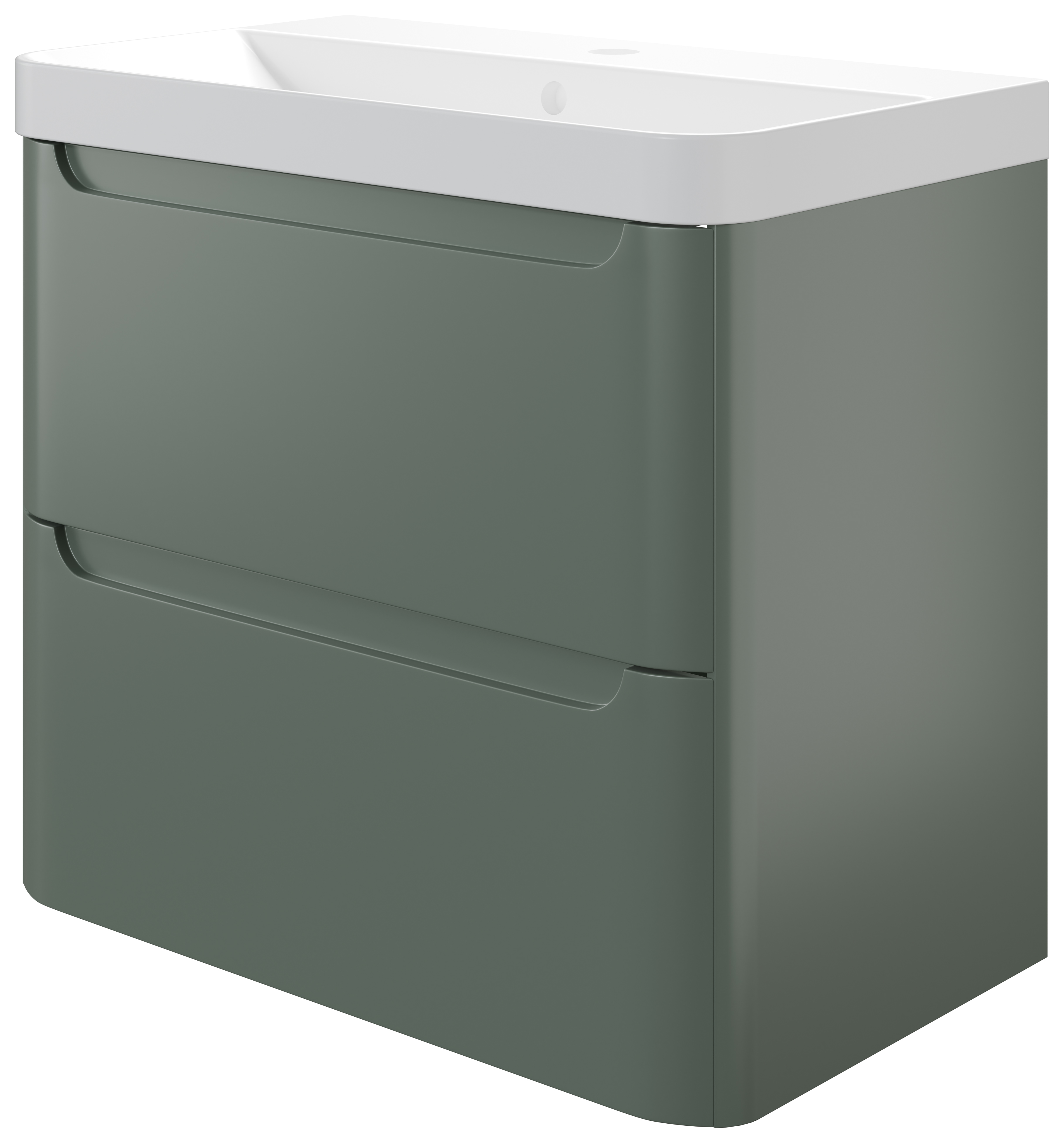 Wickes Malmo Reed Green Wall Hung J Pull Compact Vanity Unit & Basin - 600 x 350mm