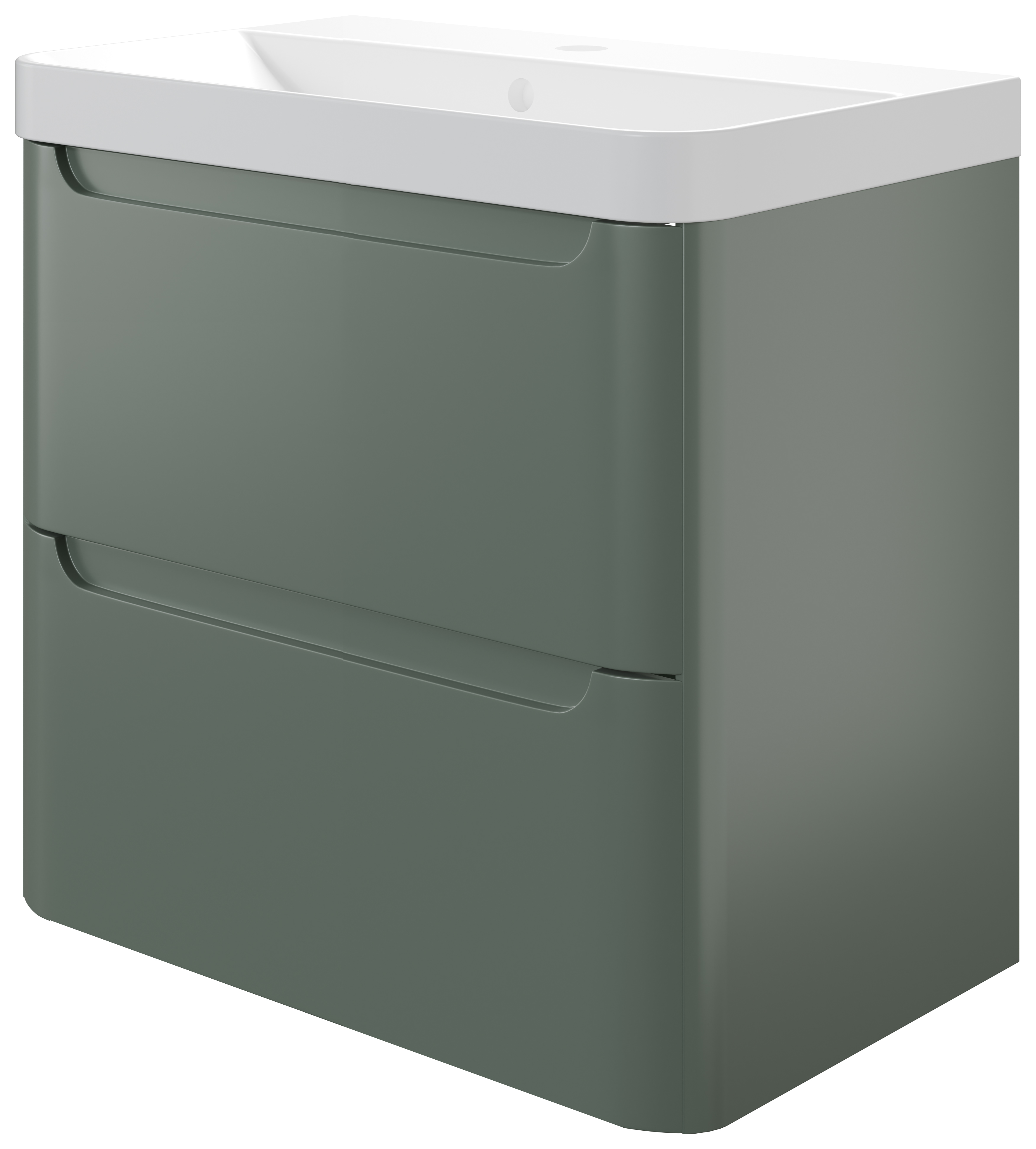 Wickes Malmo Reed Green Wall Hung J Pull Compact Vanity Unit & Basin - 500 x 350mm