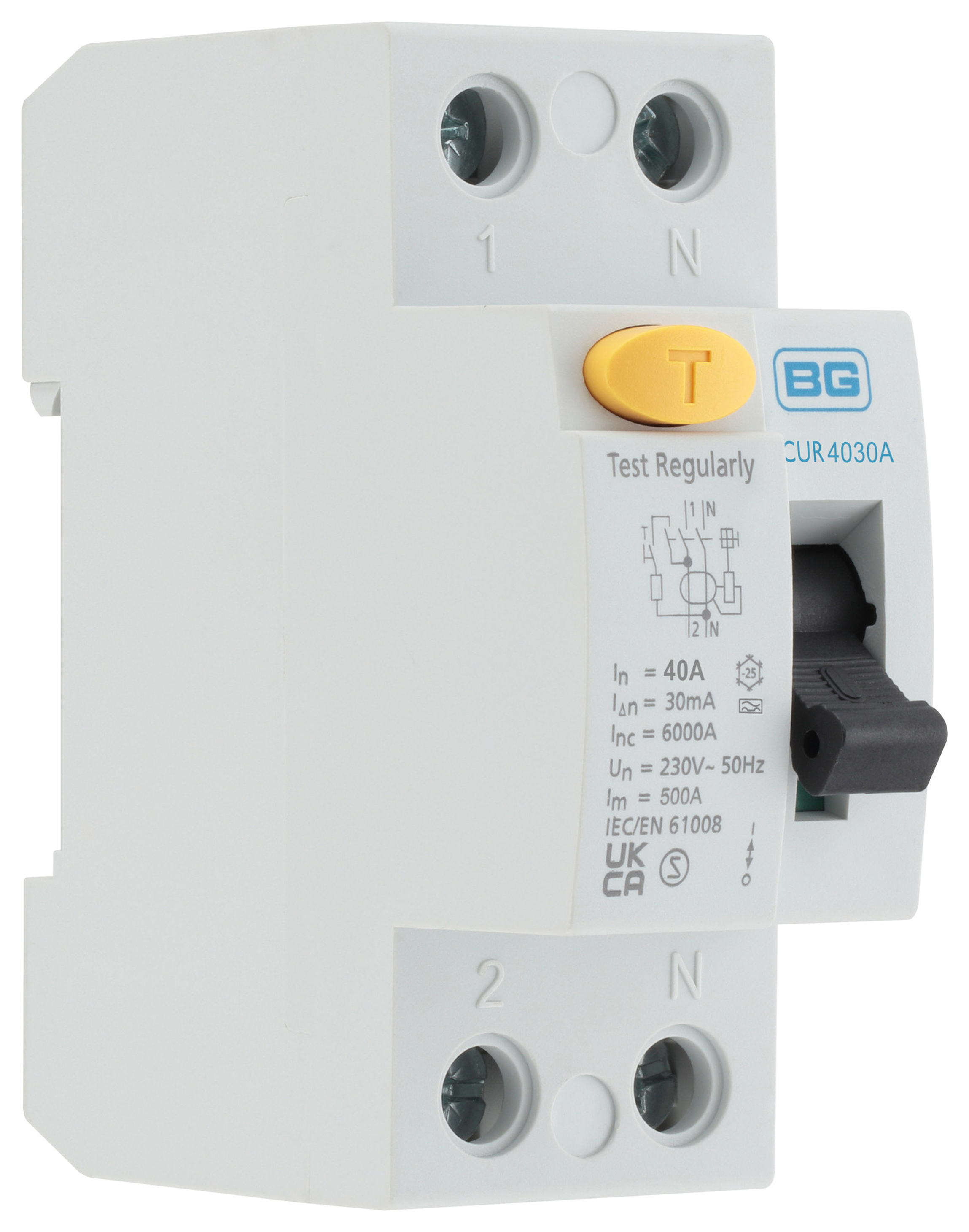 BG Fortress Double Pole RCD 30mA Type A 40A