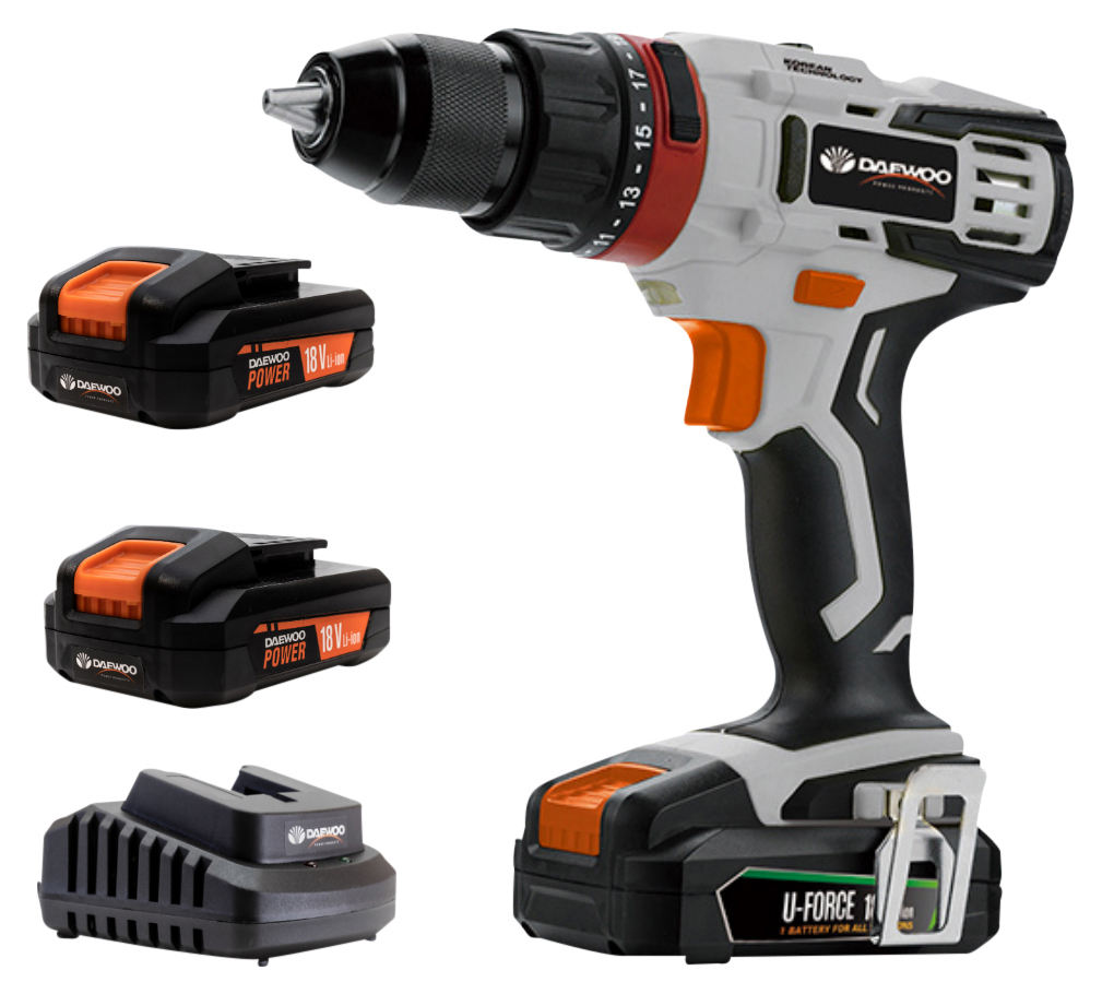 Daewoo DALD18-M1-2B2C1 U-Force Li-ion 2 x 2.0Ah Cordless Combi Drill - 18V