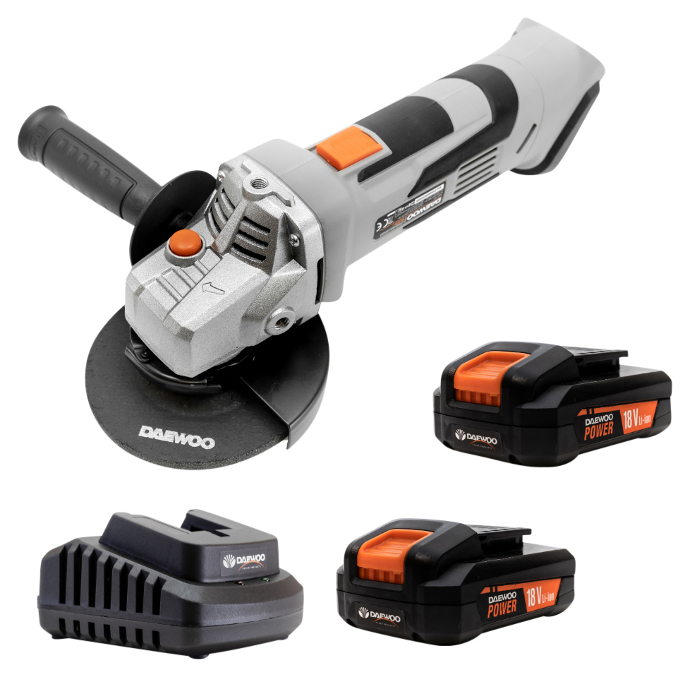 Daewoo DALAG18-1-2B2C1 U-Force Li-ion Cordless 2 x 2.0Ah 115mm Angle Grinder - 18V