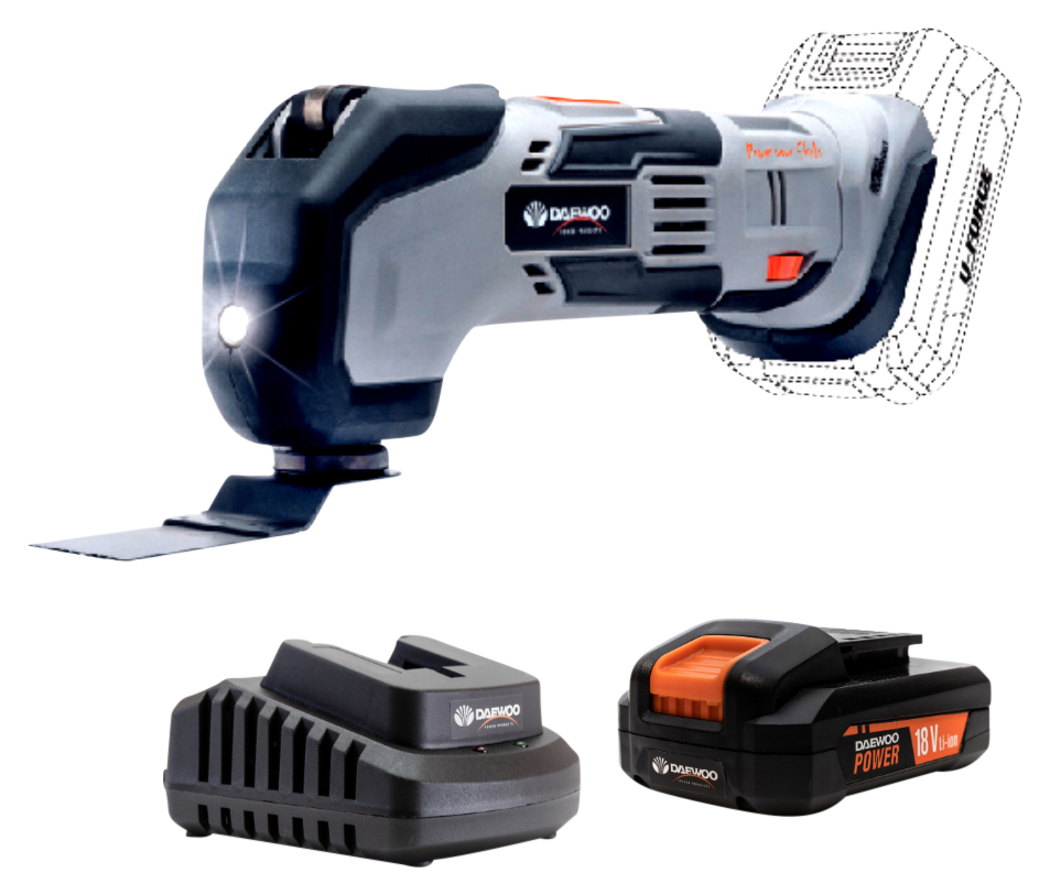 Daewoo DALMT18-1-2B1C1 U-Force Li-ion 1 x 2.0Ah Cordless Multi Tool - 18V