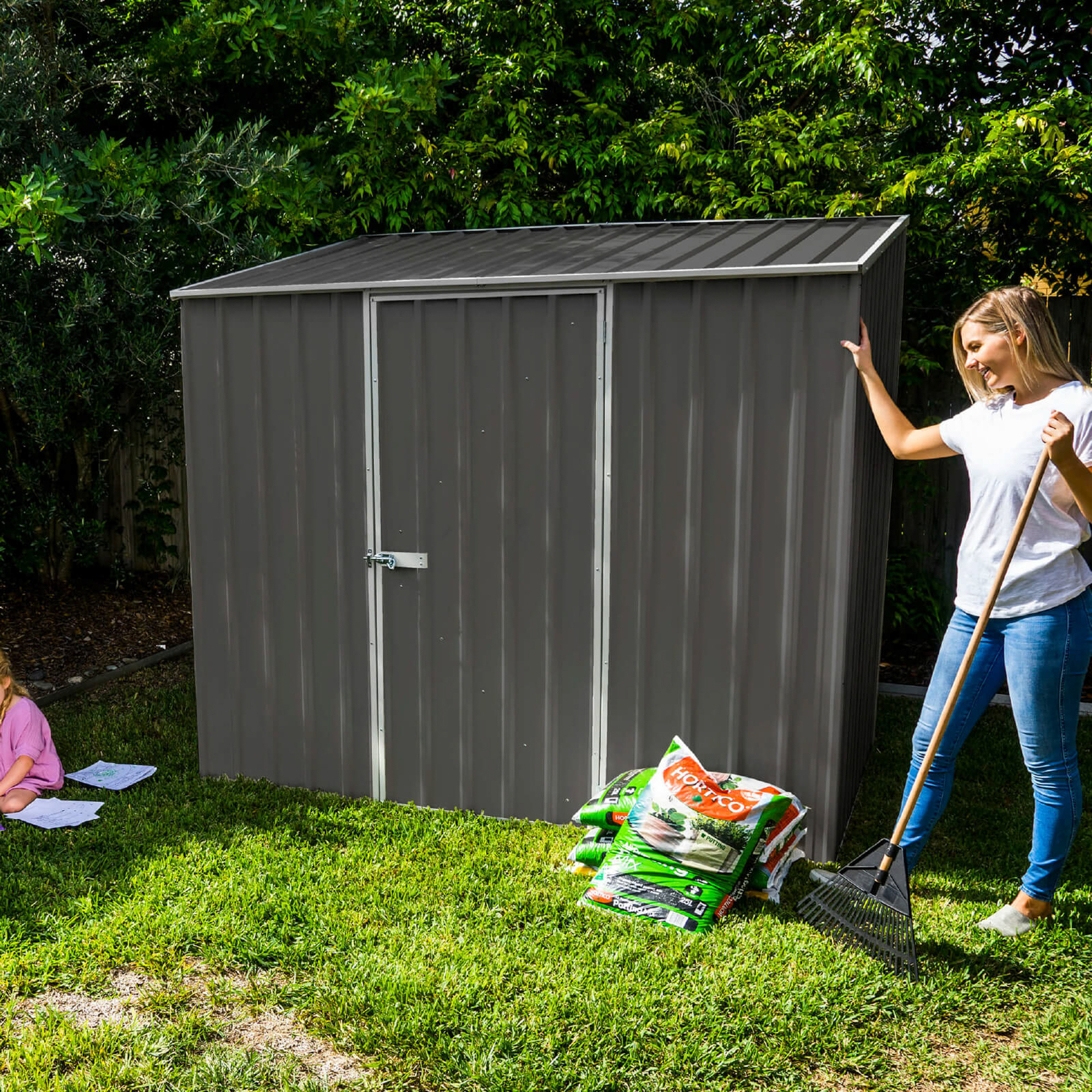 Absco Woodland Grey Space Saver Metal Shed - 7.5 x 5ft