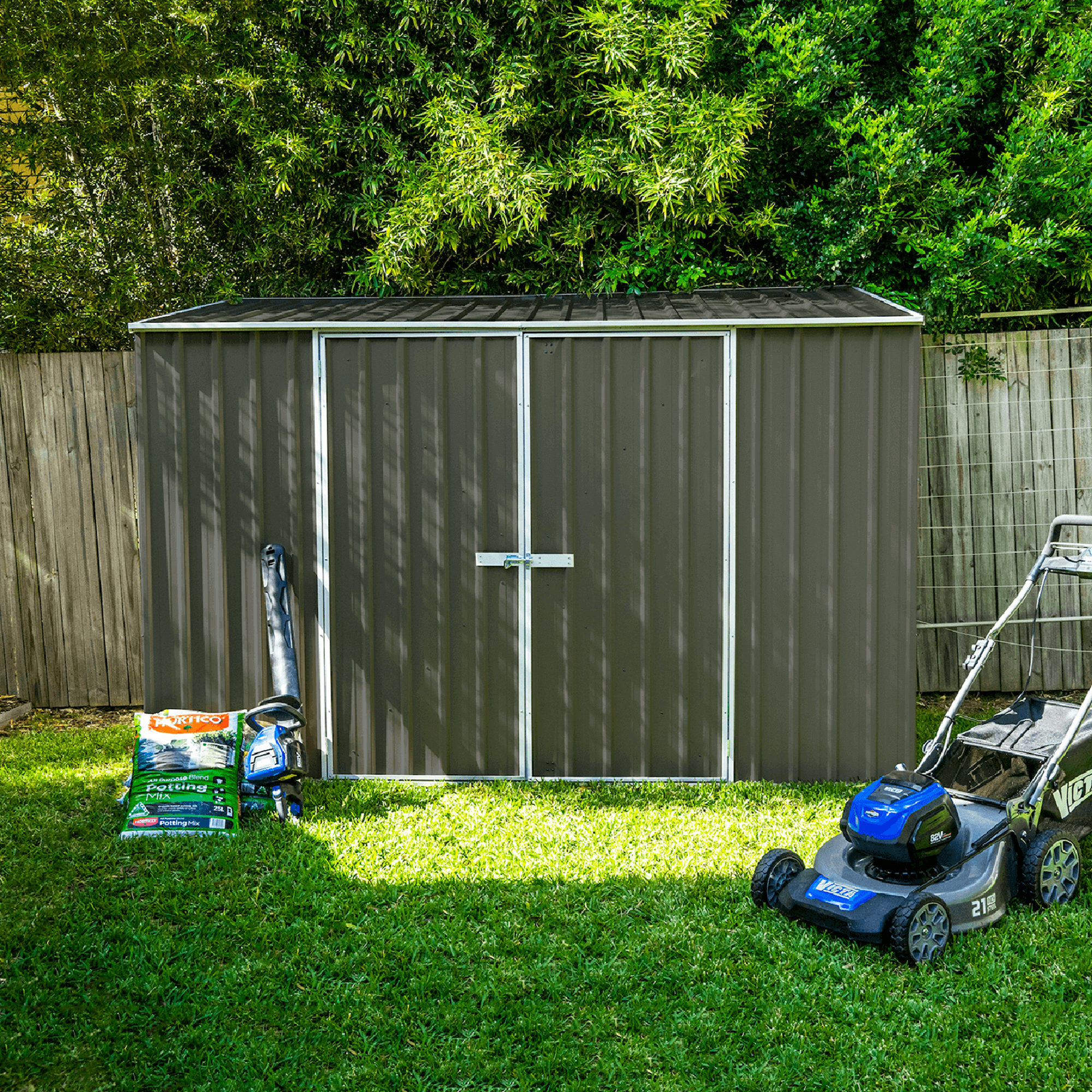 Absco Woodland Grey Space Saver Metal Shed - 10 x 5ft