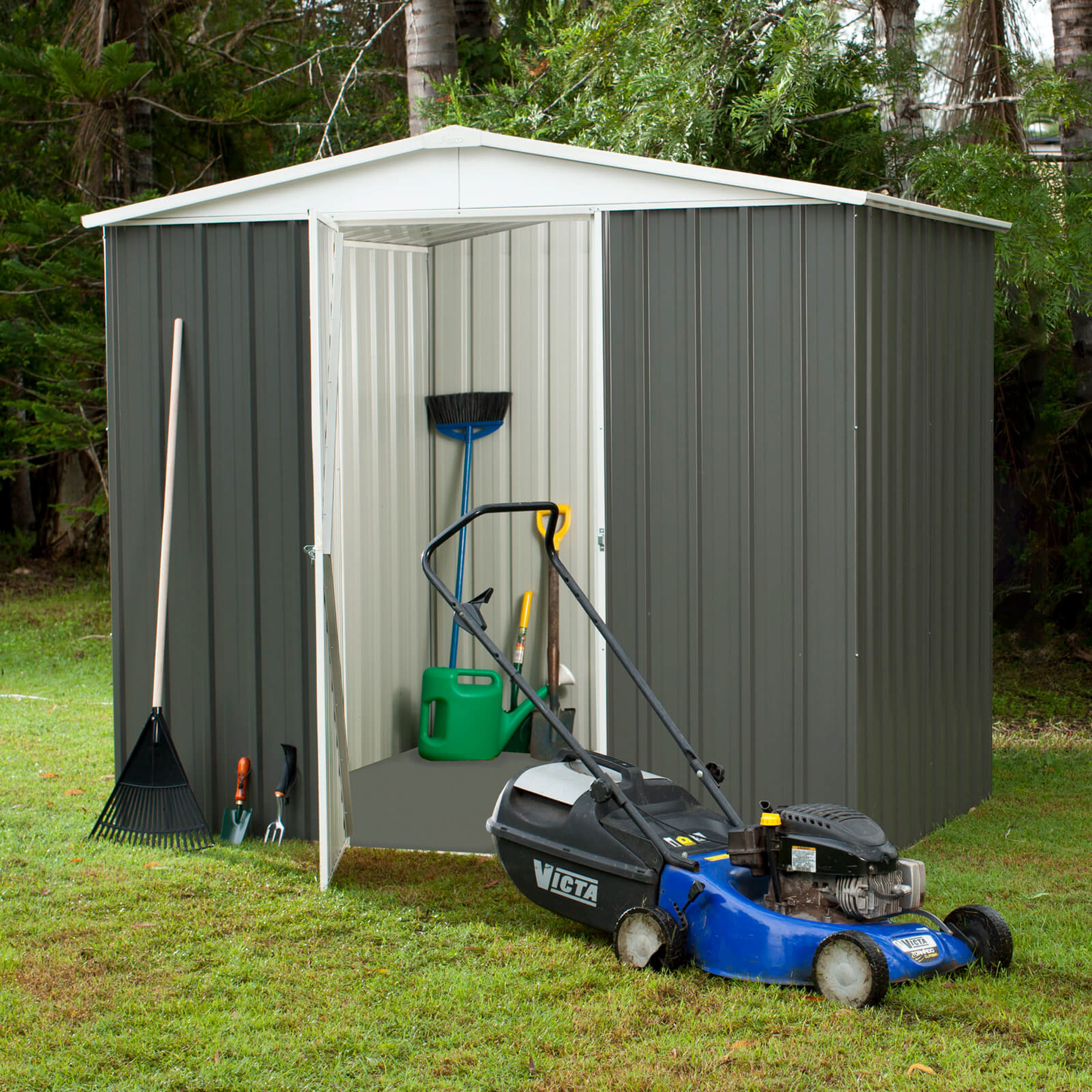 Absco Woodland Grey Regent Metal Shed - 7.5 x 5ft-6578