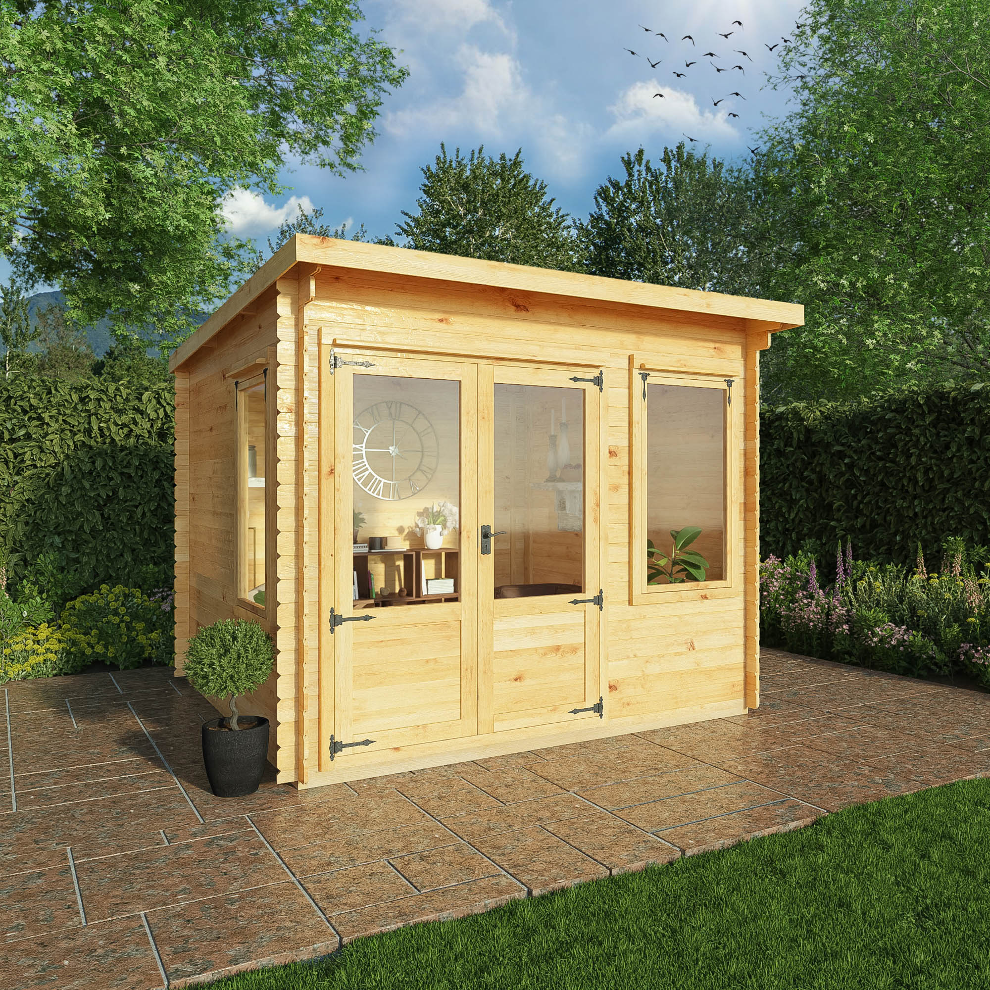 Mercia 19mm Pent Log Cabin - 10 x 10ft