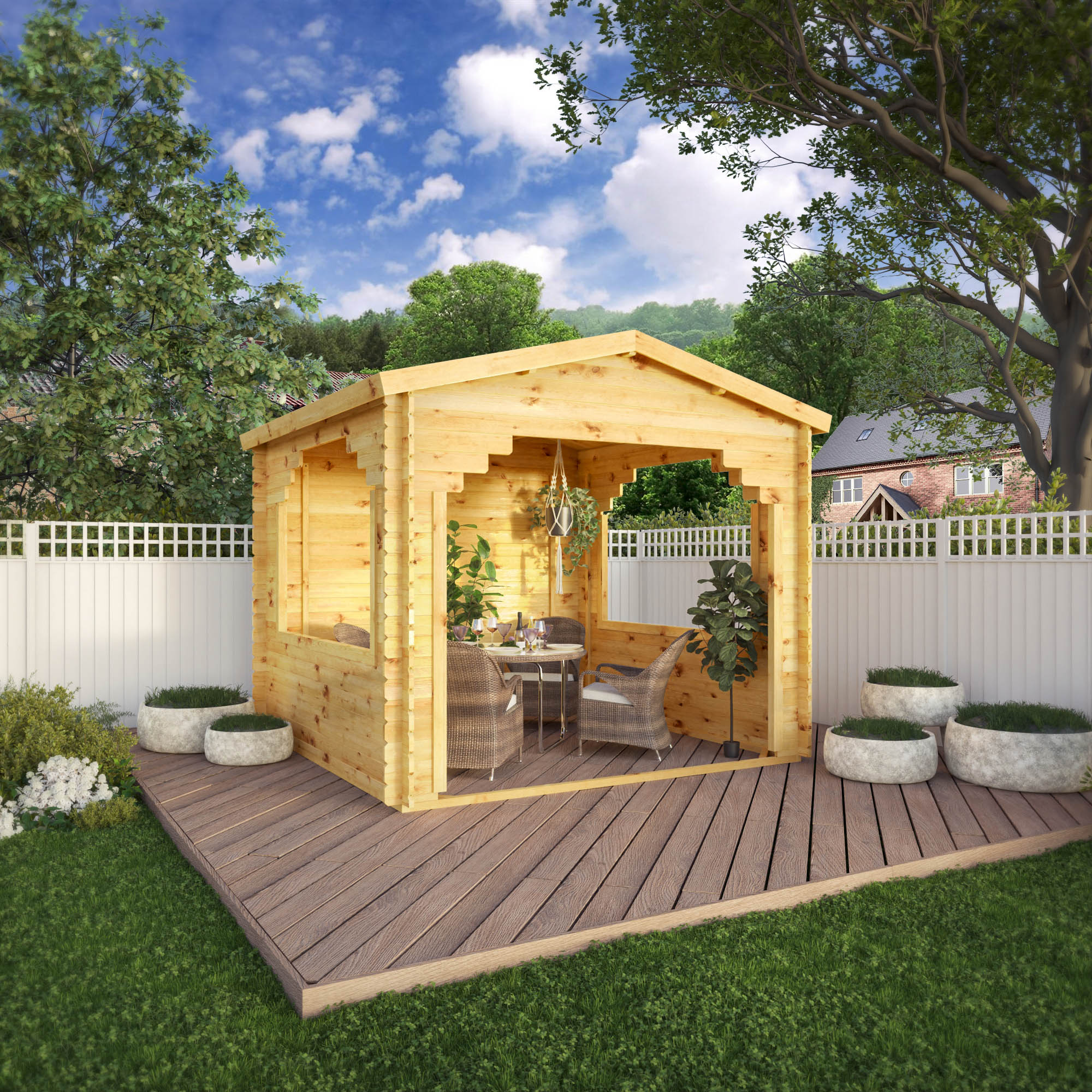 Mercia 28mm Log Gazebo with Assembly - 9 x 9ft