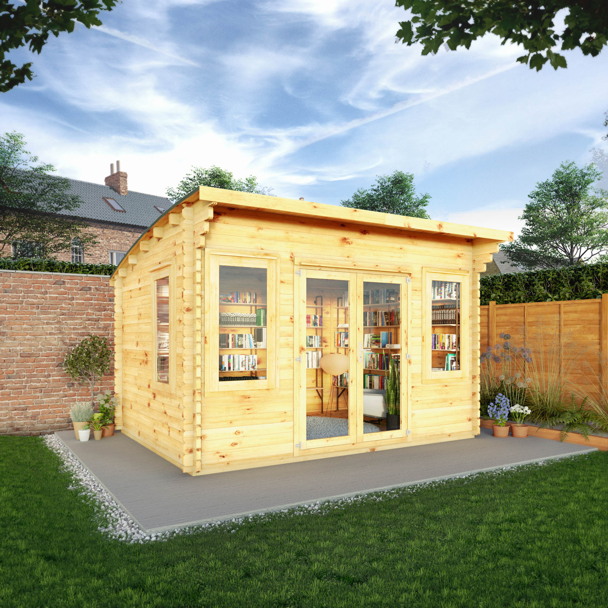 Mercia 44mm Curved Roof Log Cabin - 13