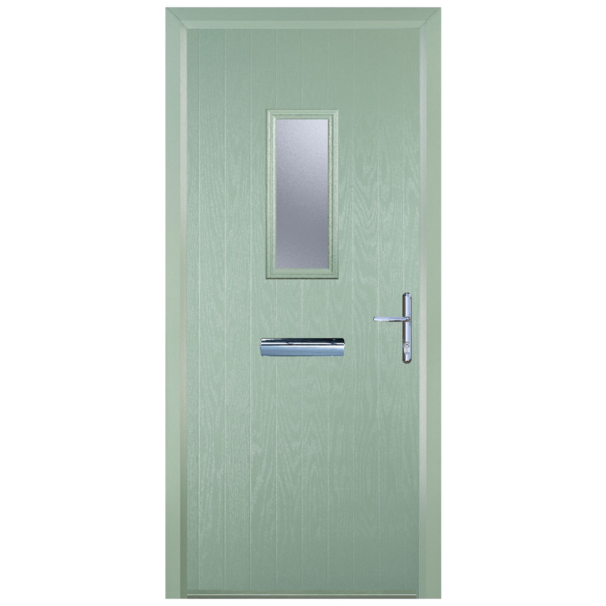 Door-Stop 1 Square Chartwell Green Left Hand Composite Door with Colour-Matched Frame - 2100mm