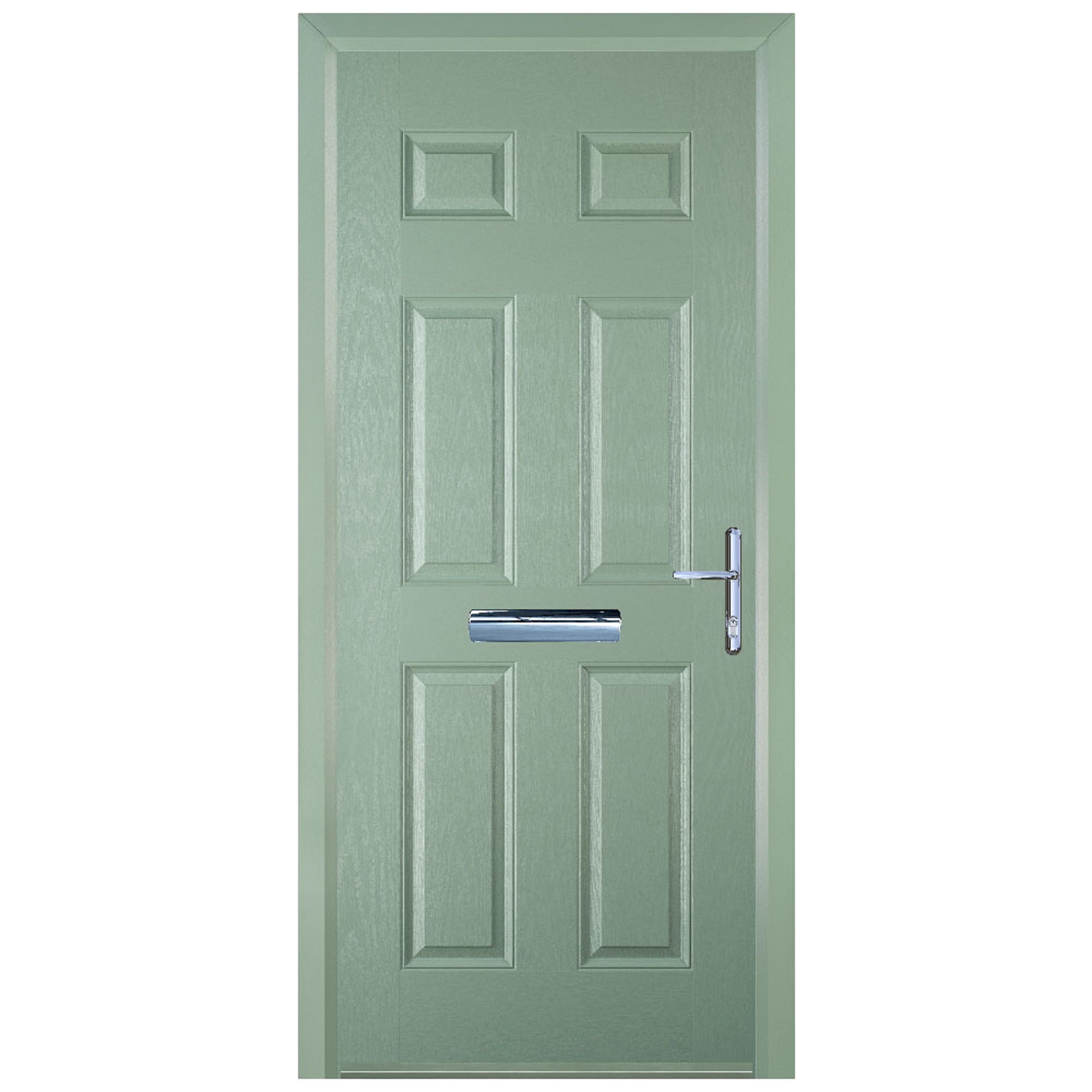 Door-Stop 6 Panel Chartwell Green Left Hand Composite Door with Colour-Matched Frame - 2100mm