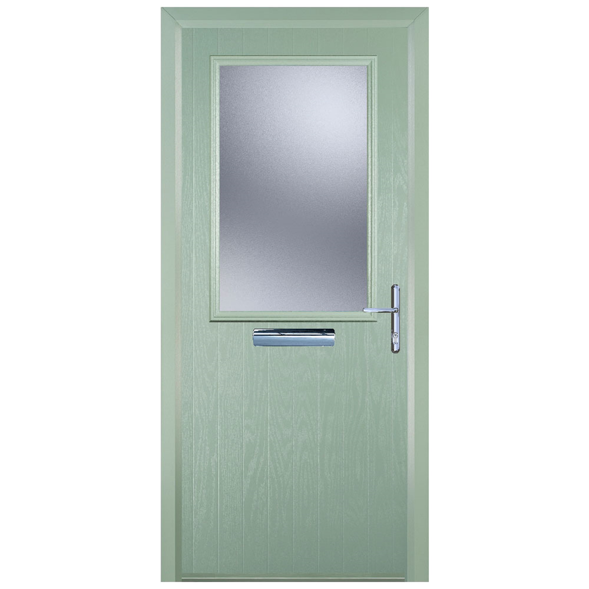 Door-Stop Cottage Half Glazed Chartwell Green Left Hand GRP Composite Door with Colour-Matched Frame - 2100mm