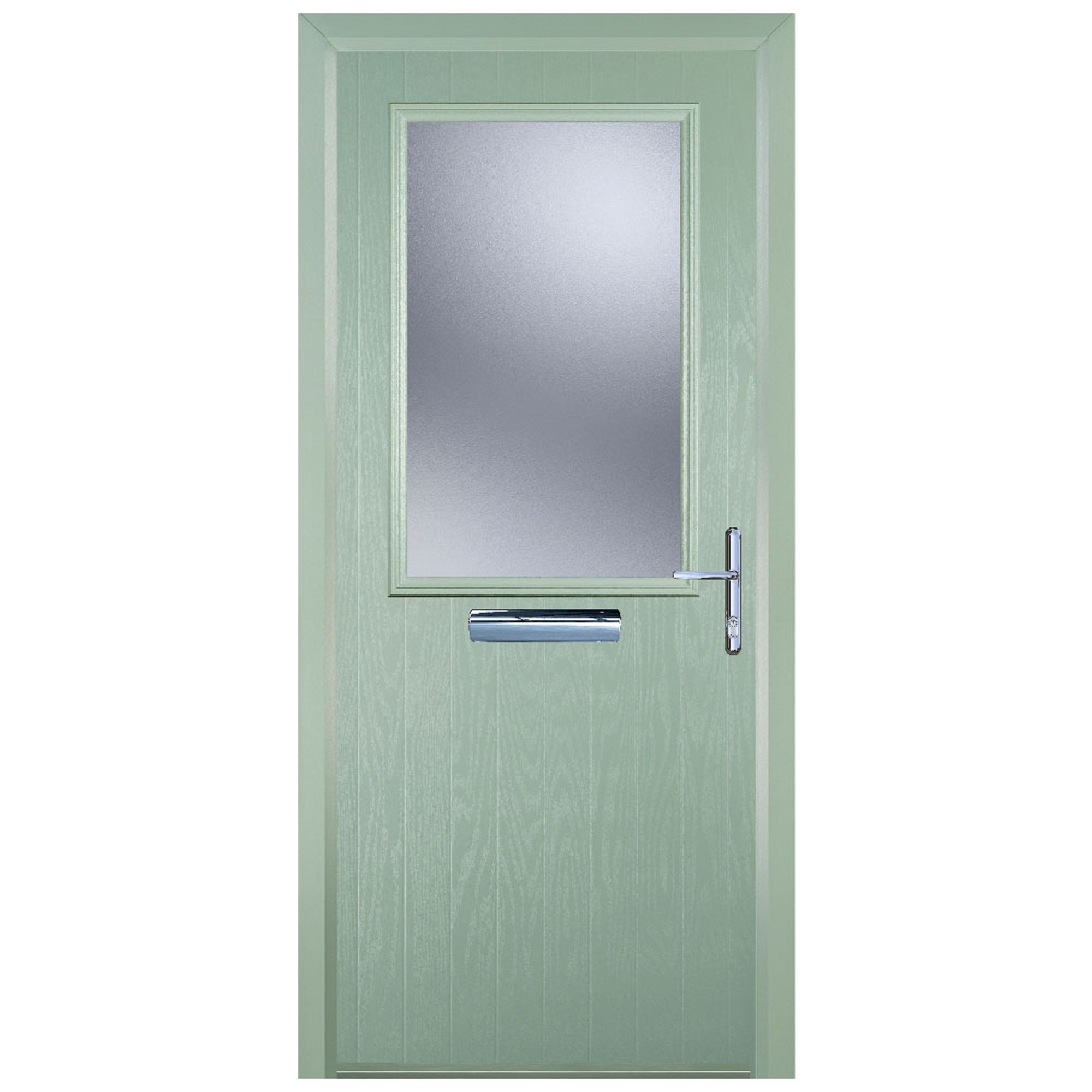 Door-Stop Cottage Half Glazed Chartwell Green Left Hand Composite Door with Colour-Matched Frame - 2100mm