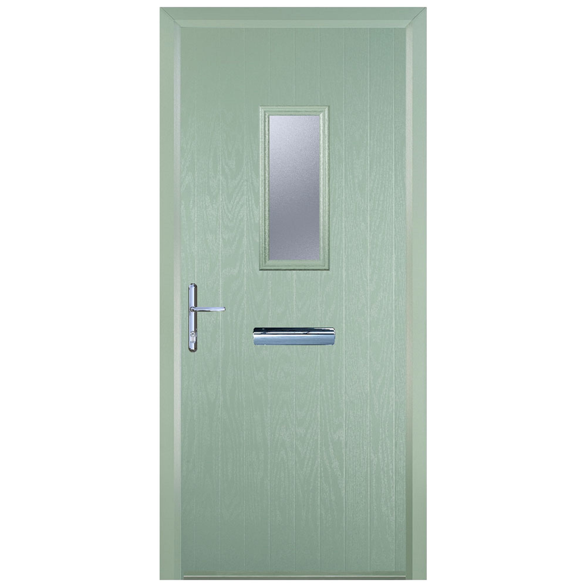 Door-Stop 1 Square Chartwell Green Right Hand GRP Composite Door with Colour-Matched Frame - 2100mm