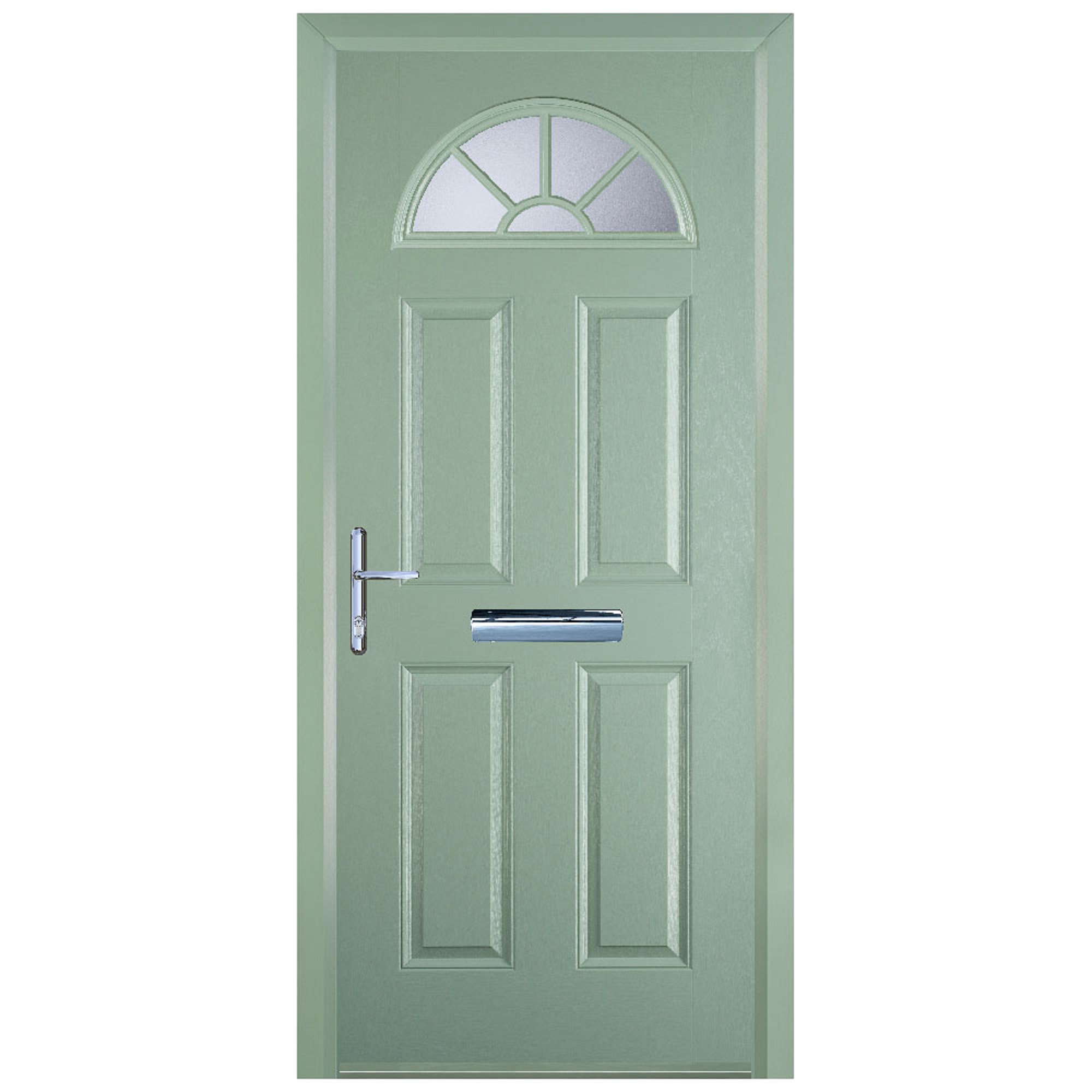 Door-Stop 4 Panel Sunburst Chartwell Green Right Hand Composite Door with Colour-Matched Frame - 2100mm