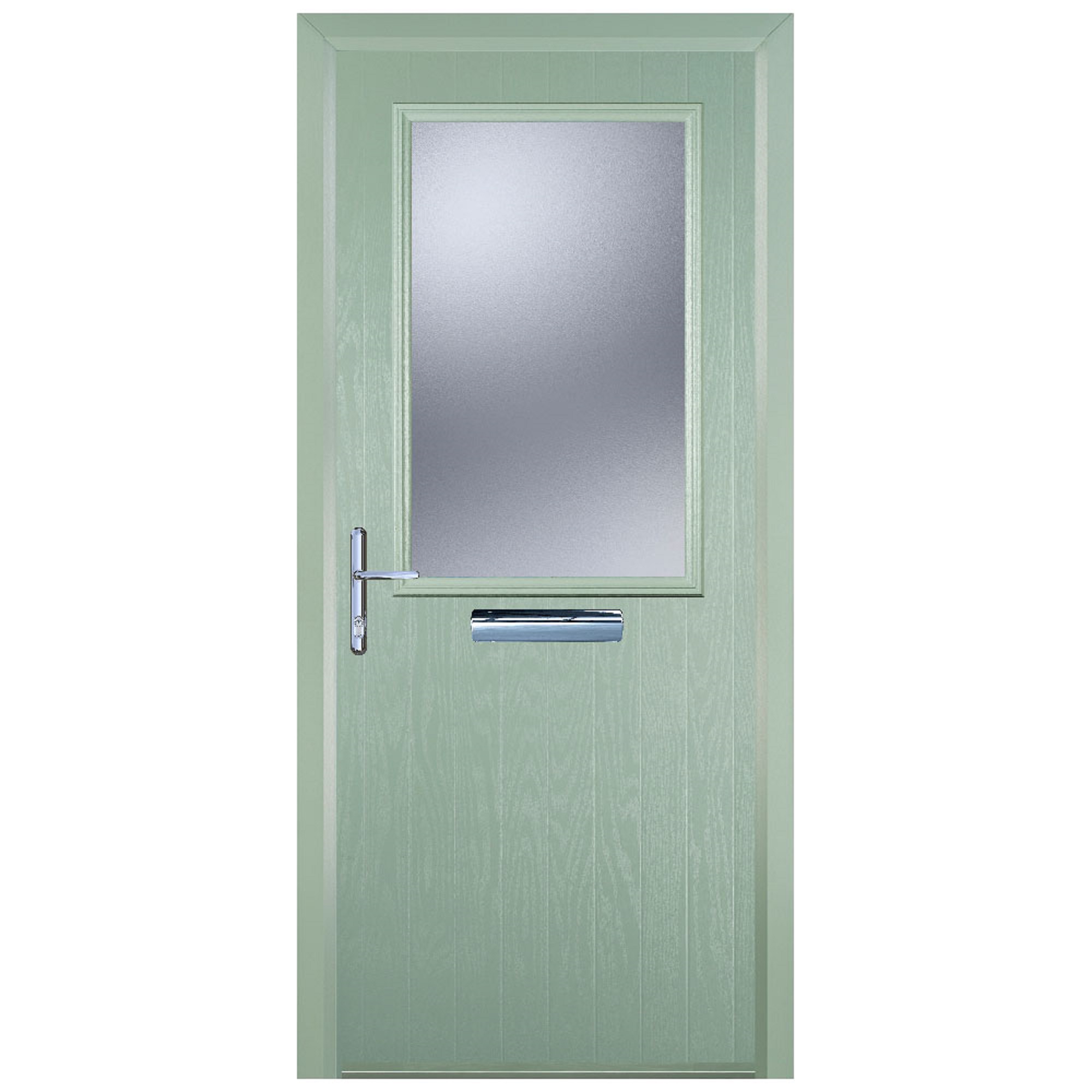 Door-Stop Cottage Half Glazed Chartwell Green Right Hand Composite Door with Colour-Matched Frame - 2100mm