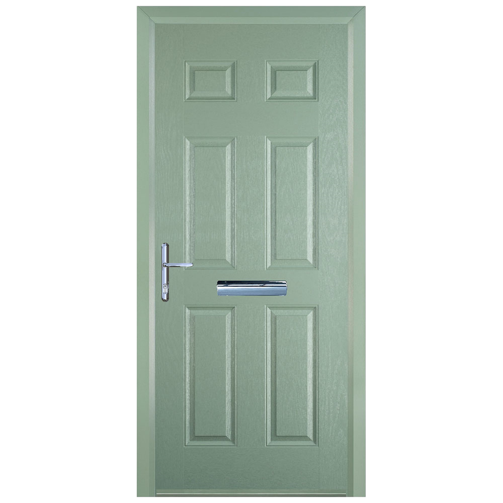 Door-Stop 6 Panel Chartwell Green Right Hand Composite Door with Colour-Matched Frame - 2100mm