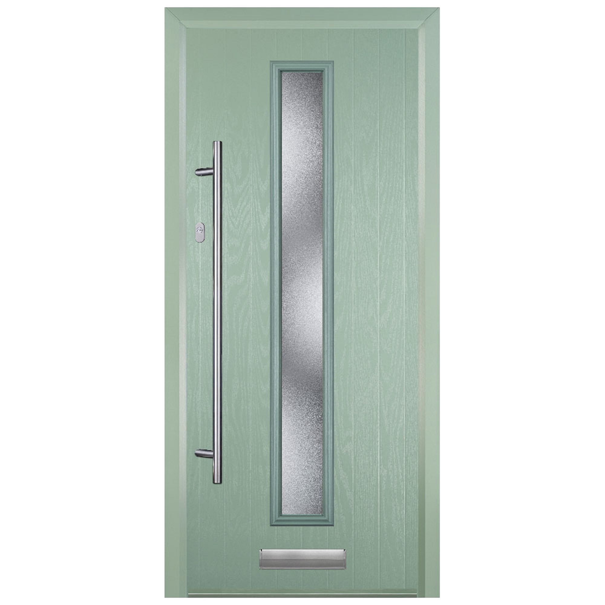 Door-Stop Cottage Chartwell Green Right Hand Composite Door with Long Narrow Glazing & Colour-Matched Frame - 2100mm