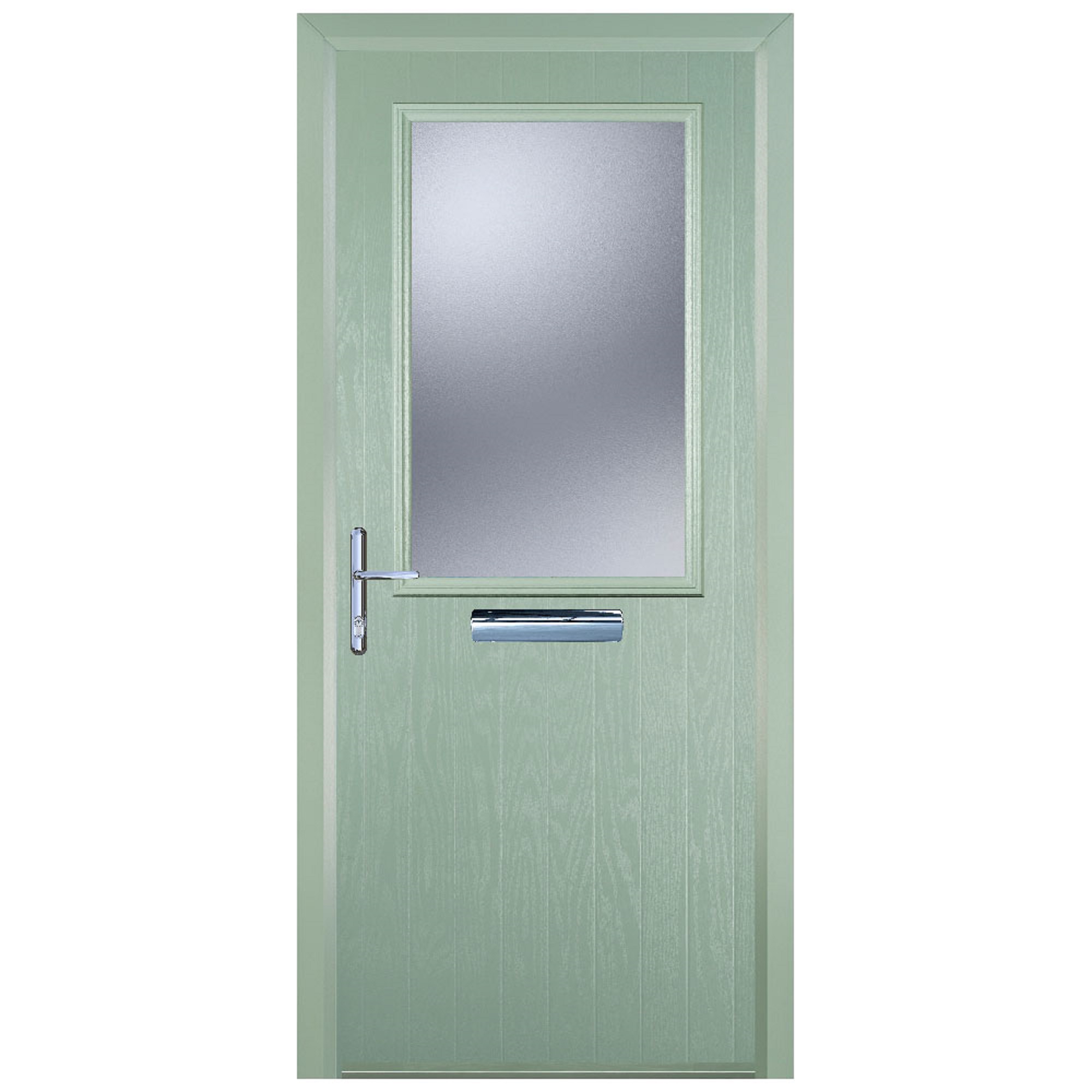 Door-stop Cottage Half Glazed Chartwell Green Right Hand Grp Composite Door With Colour-matched Frame - 920 X 2100mm
