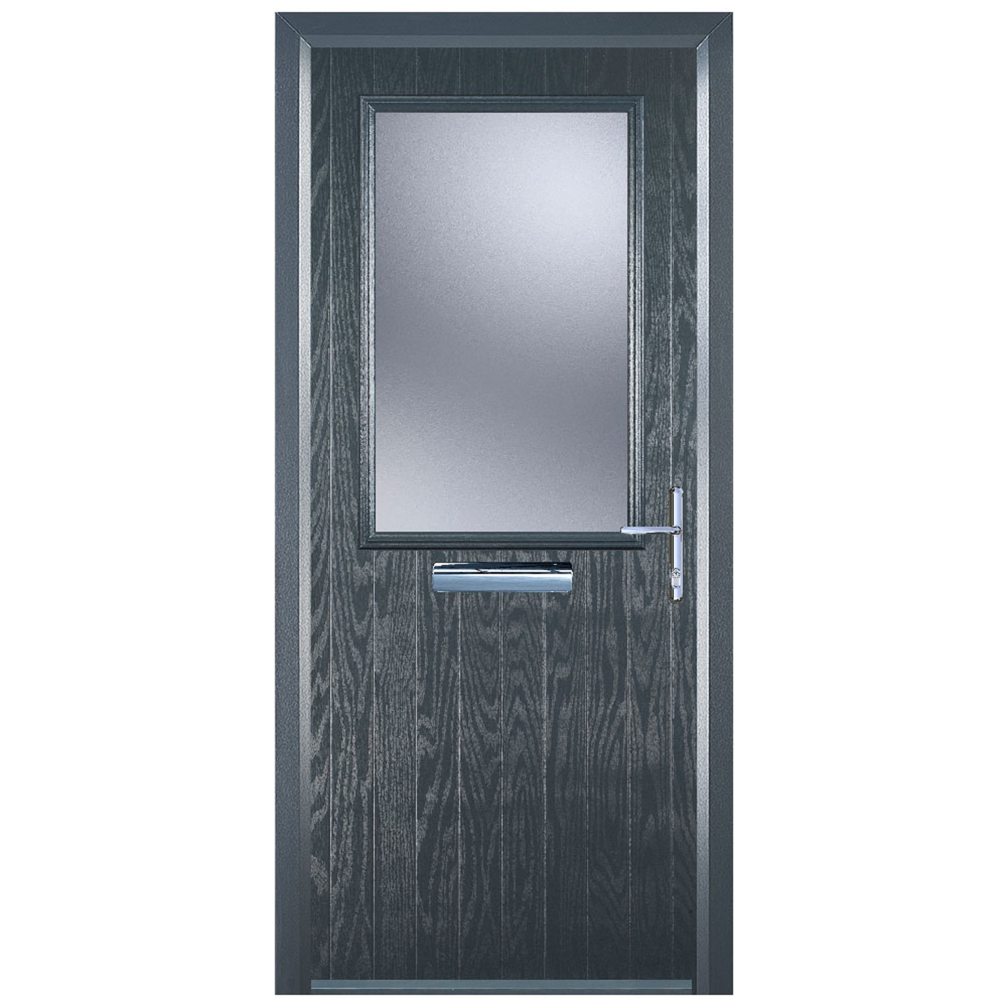 Door-Stop Cottage Half Glazed Anthracite Grey Left Hand Composite Door with Colour-Matched Frame - 2100mm