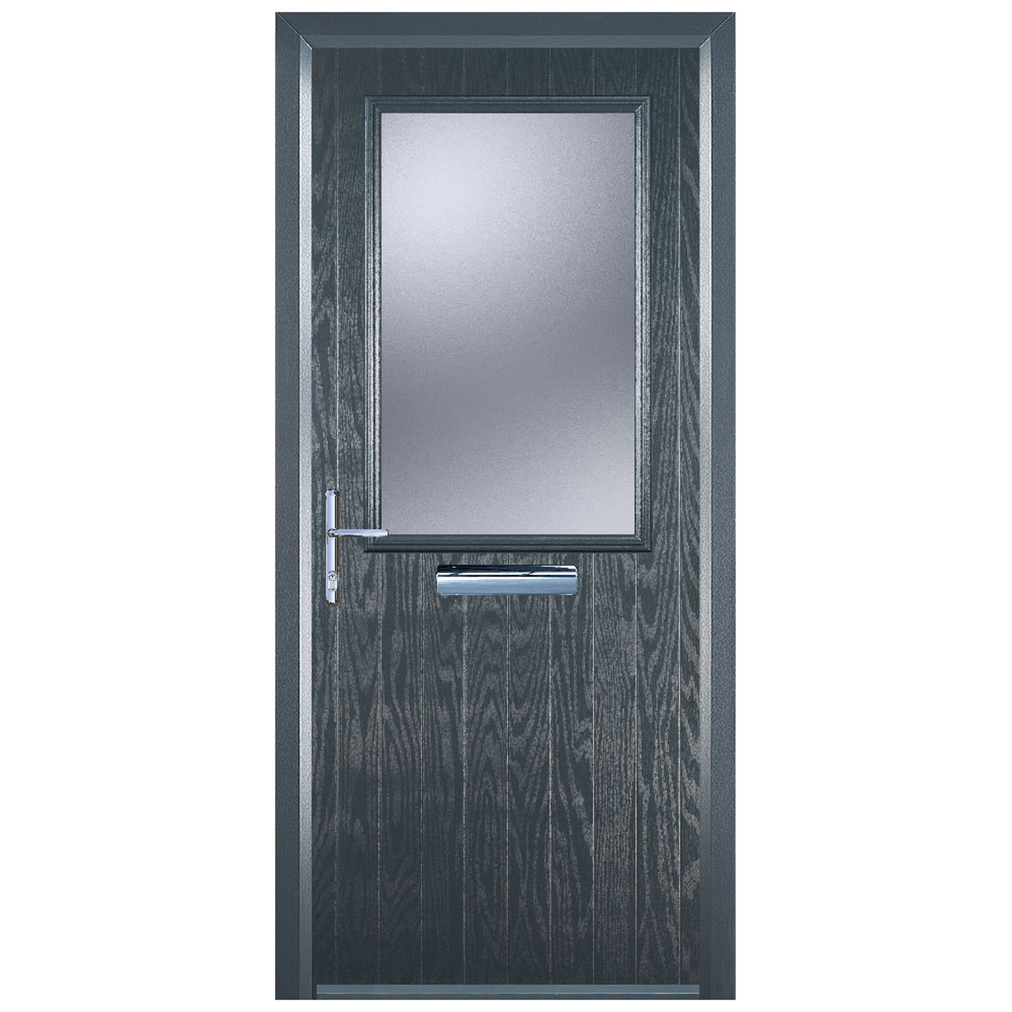 Door-Stop Cottage Half Glazed Anthracite Grey Right Hand Composite Door with Colour-Matched Frame - 2100mm