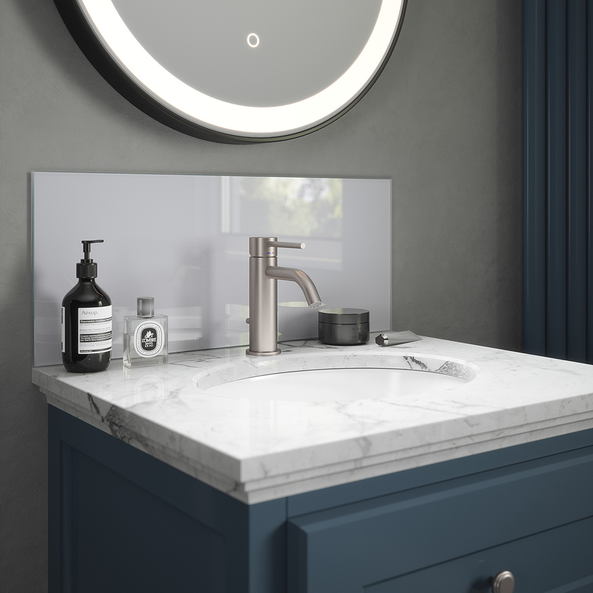 Pearl Shimmer Glass Bathroom Splashback