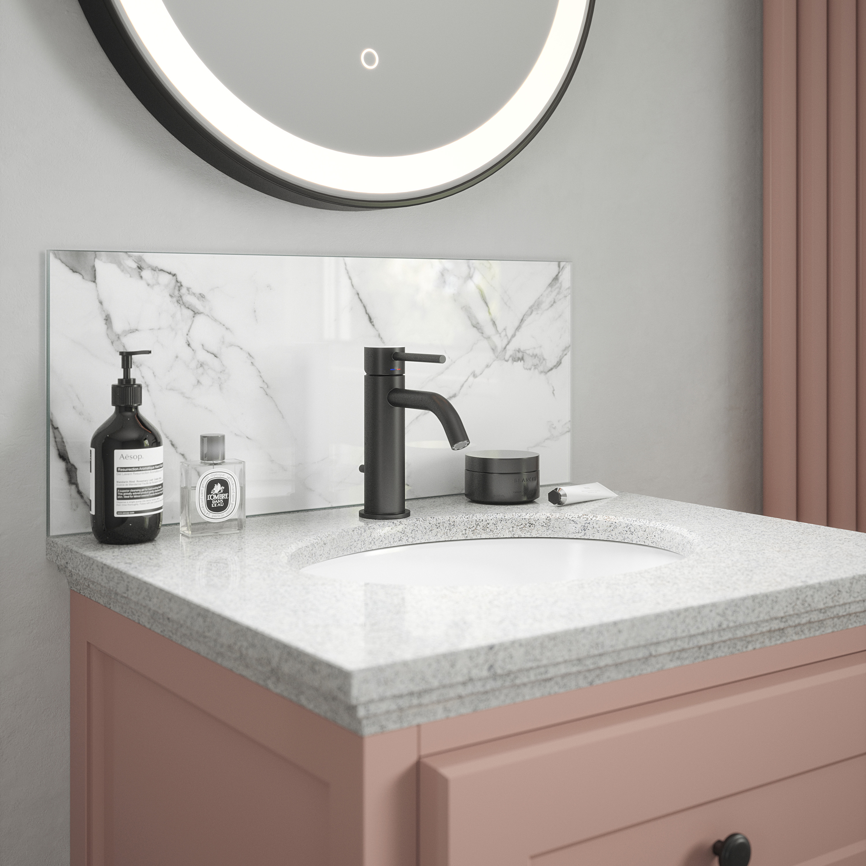 Carrara Marble Glass Bathroom Splashback