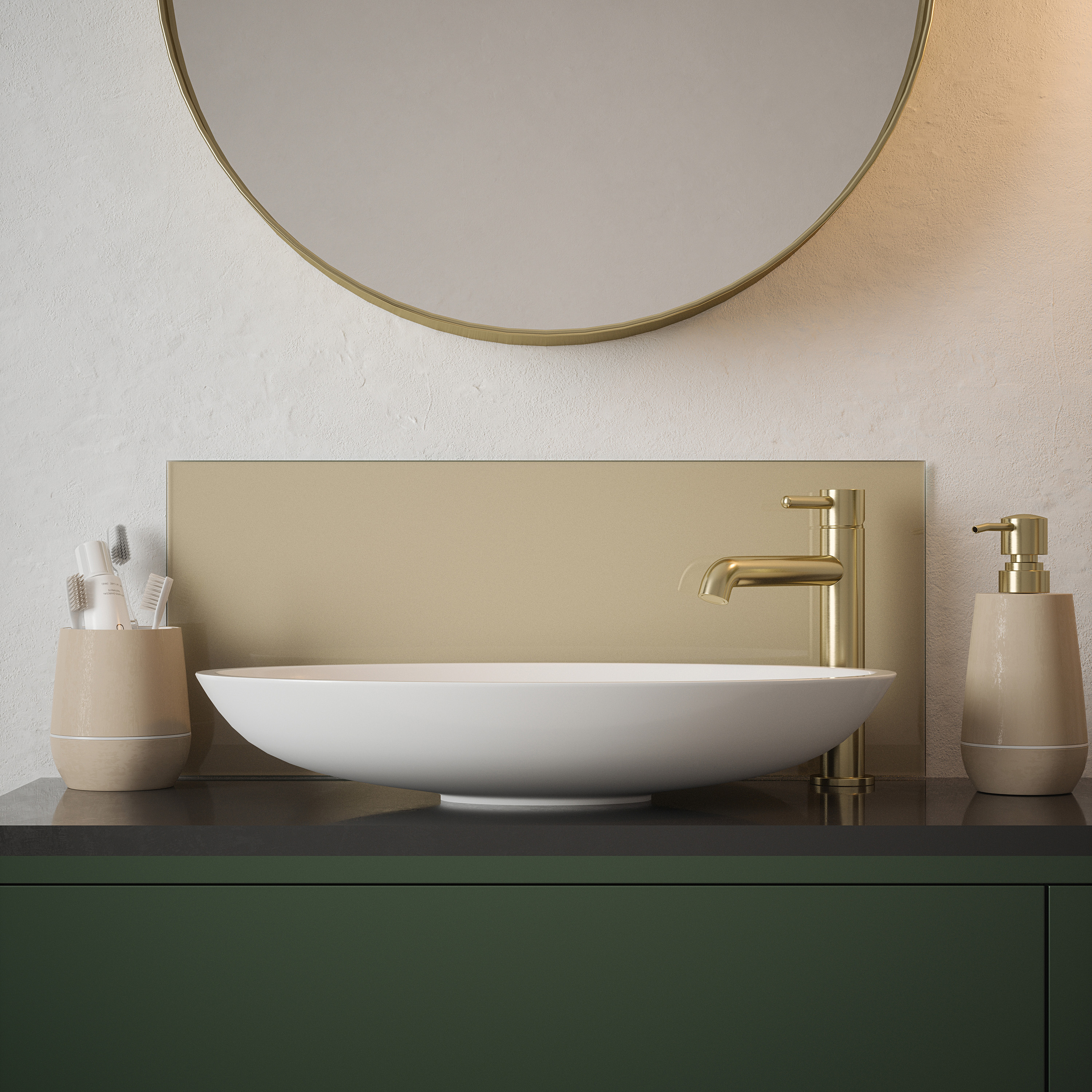 Light Gold Glass Bathroom Splashback