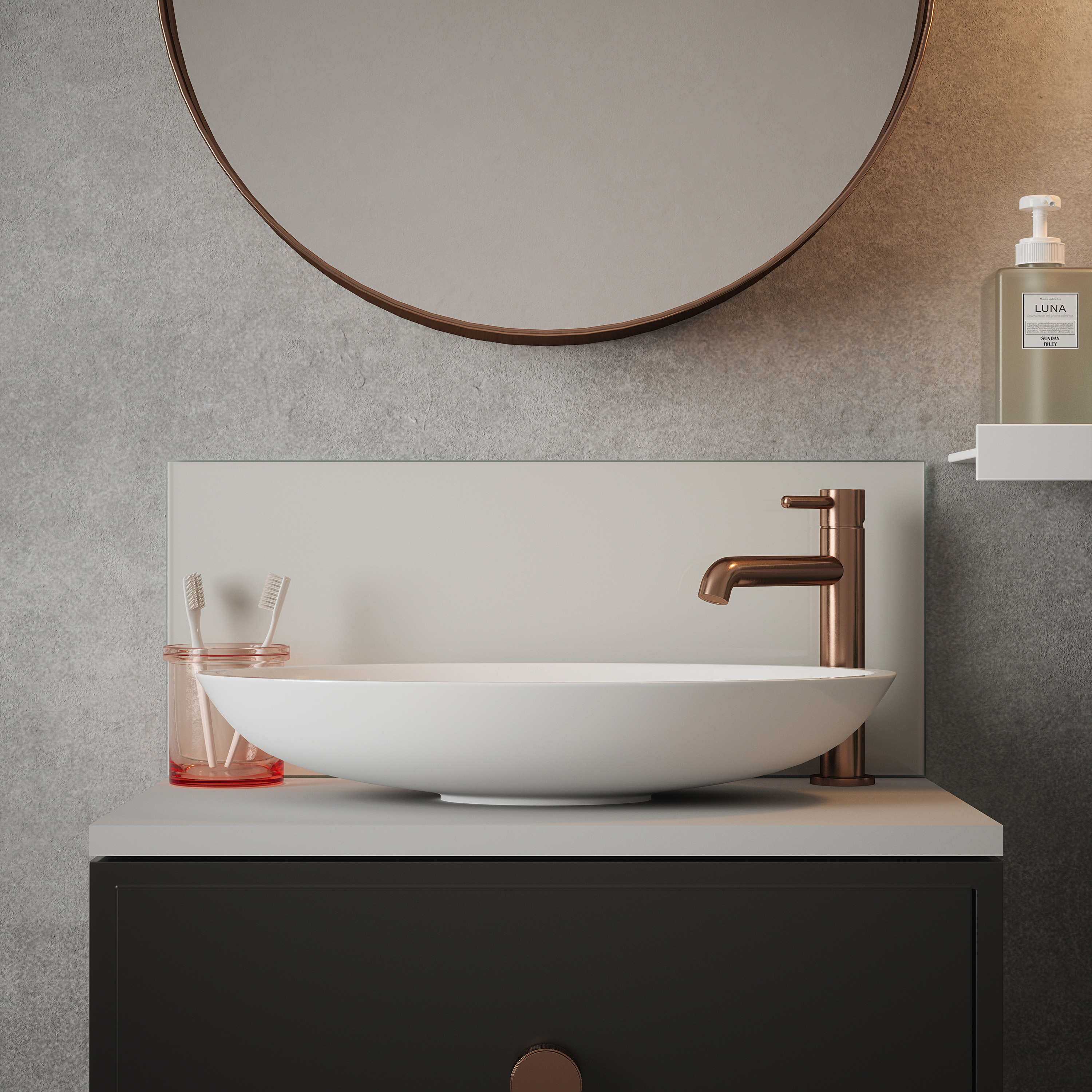 Silk Grey Glass Bathroom Splashback