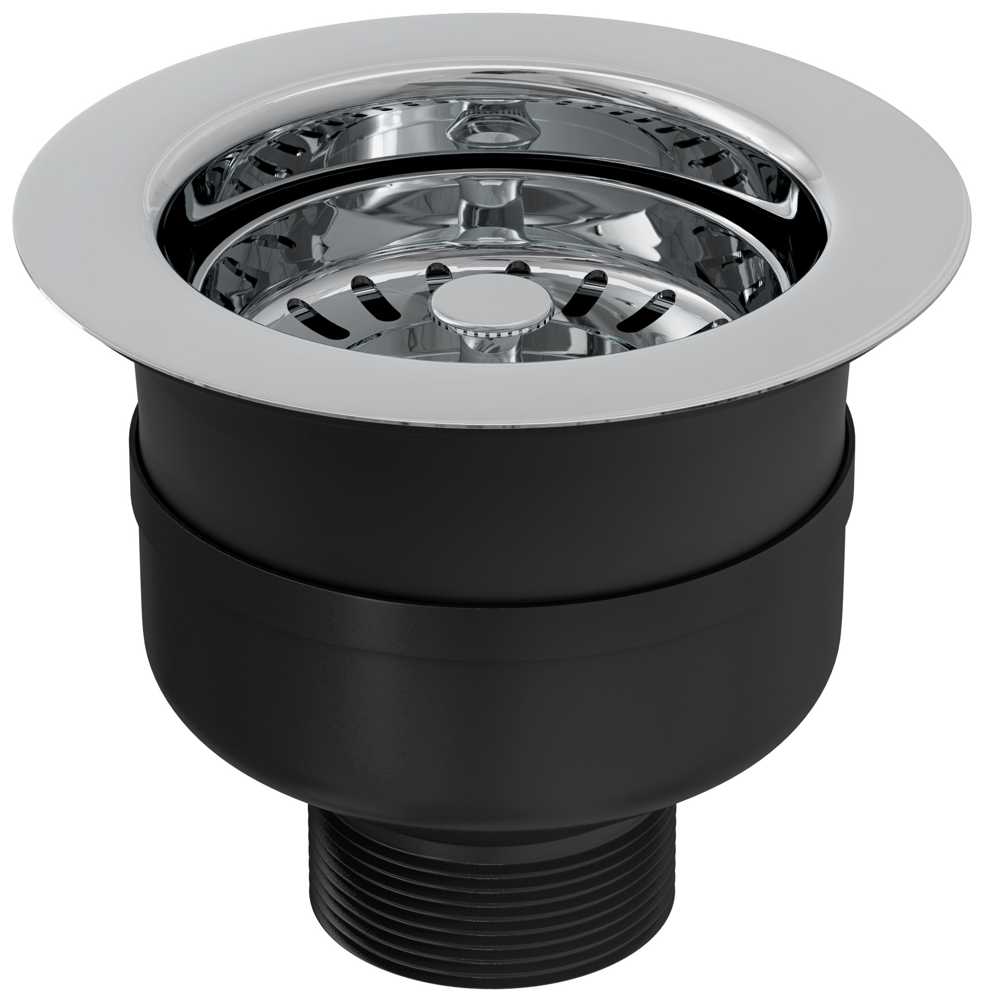 Top-Fix 90mm Basket Strainer Kitchen Sink Waste - Polished Steel