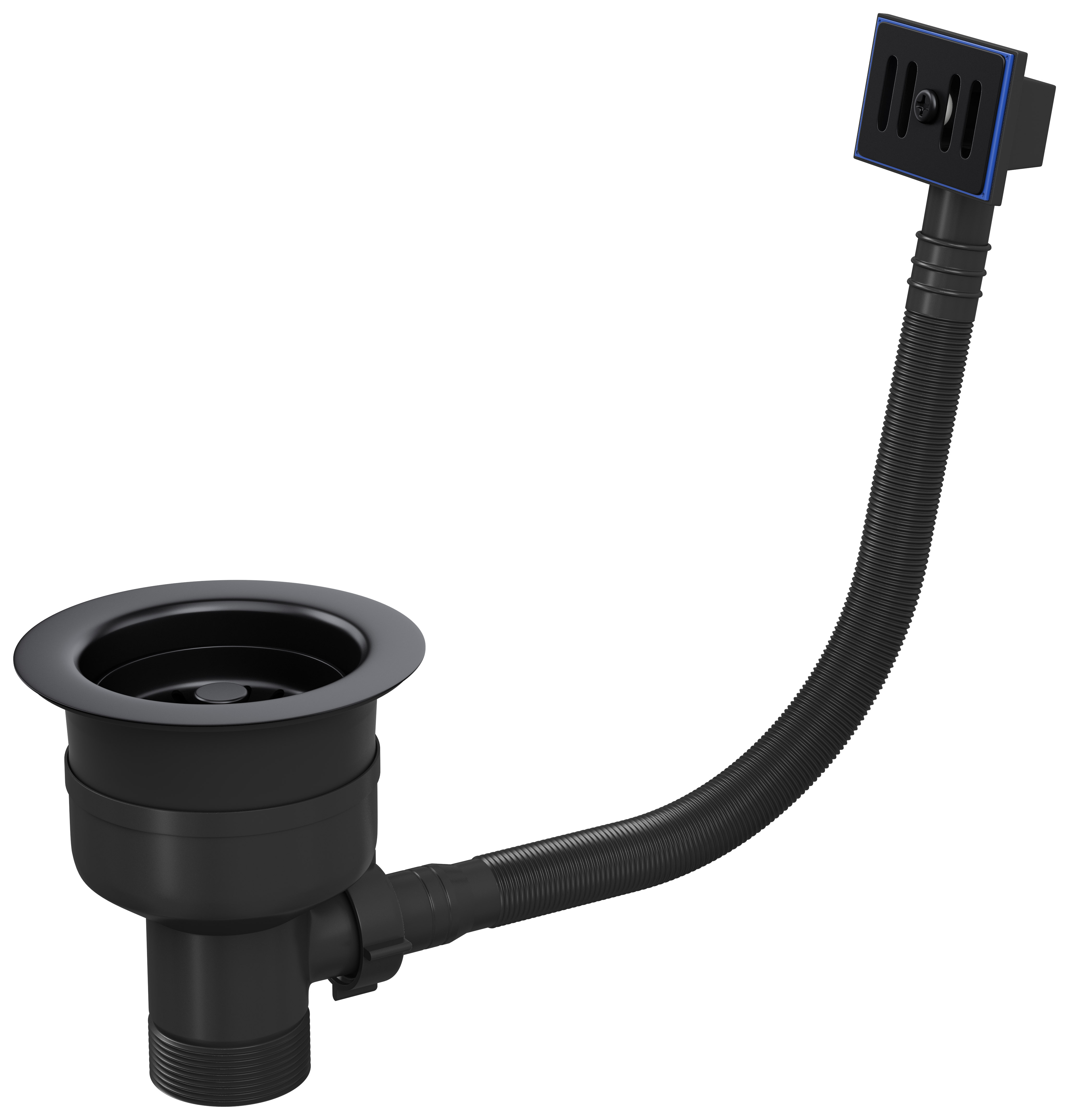 Top-Fix 90mm Basket Strainer Kitchen Sink Waste with Overflow - Matt Black